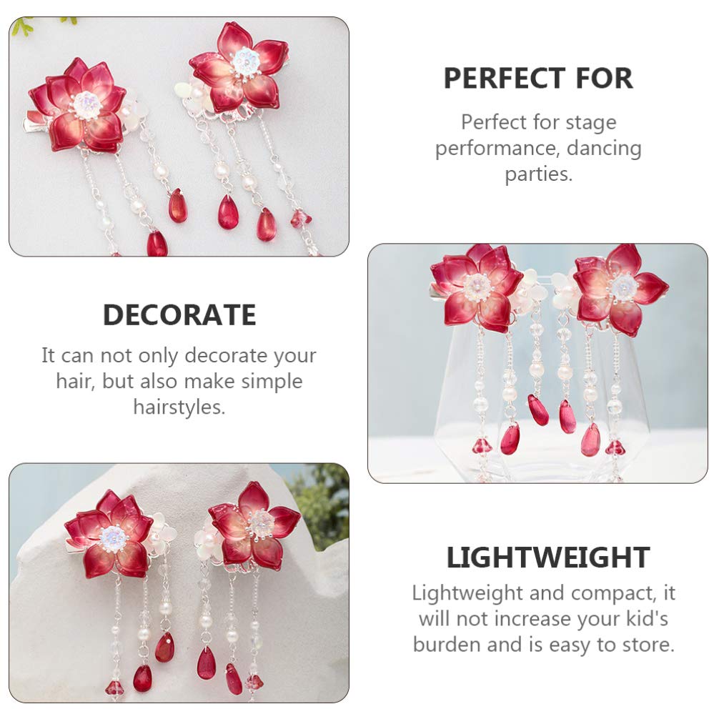 Beaupretty Flower Hair Clips for Hanfu & Tassel Hairpins - Wedding & Cosplay