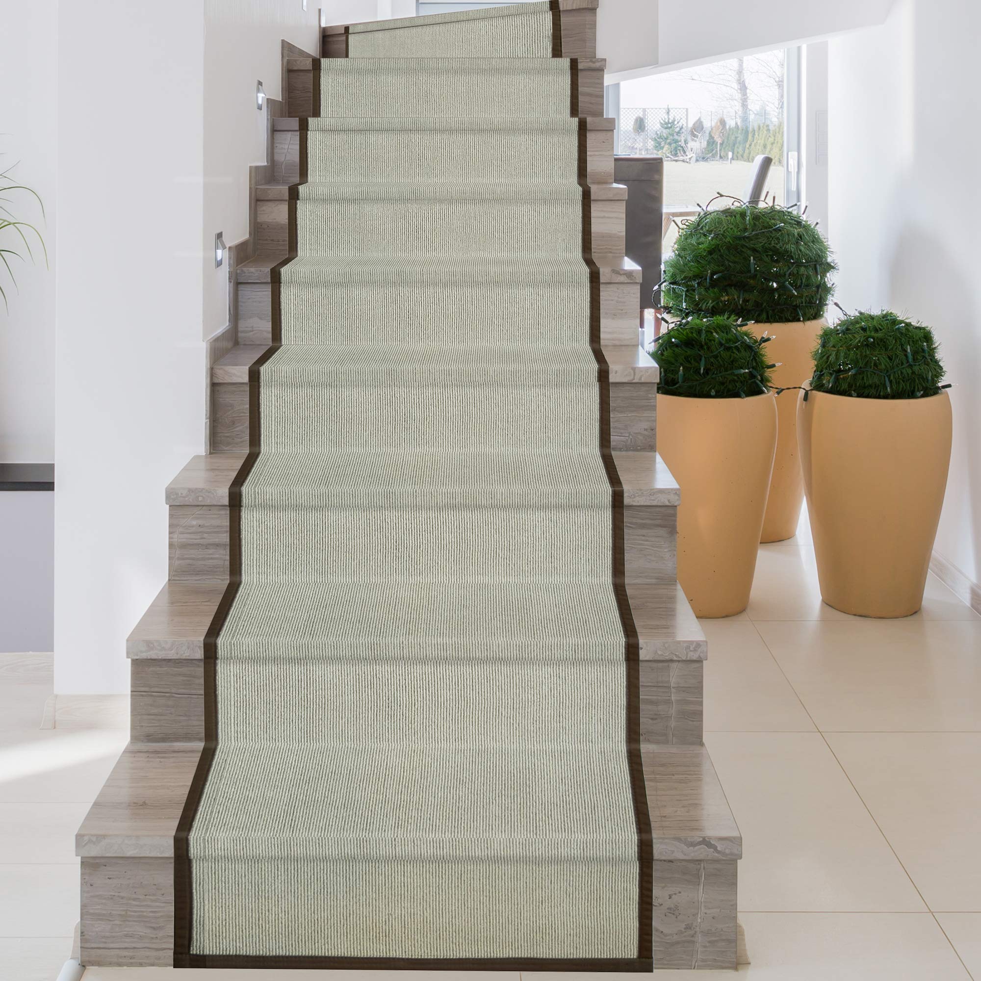 iCustomRug Synthetic Sisal Runner Rug - Soft, Stain Resistant & Easy to Clean - Brown 28.5in x 16ft - Perfect for Hallways, Entryways & High-Traffic Areas