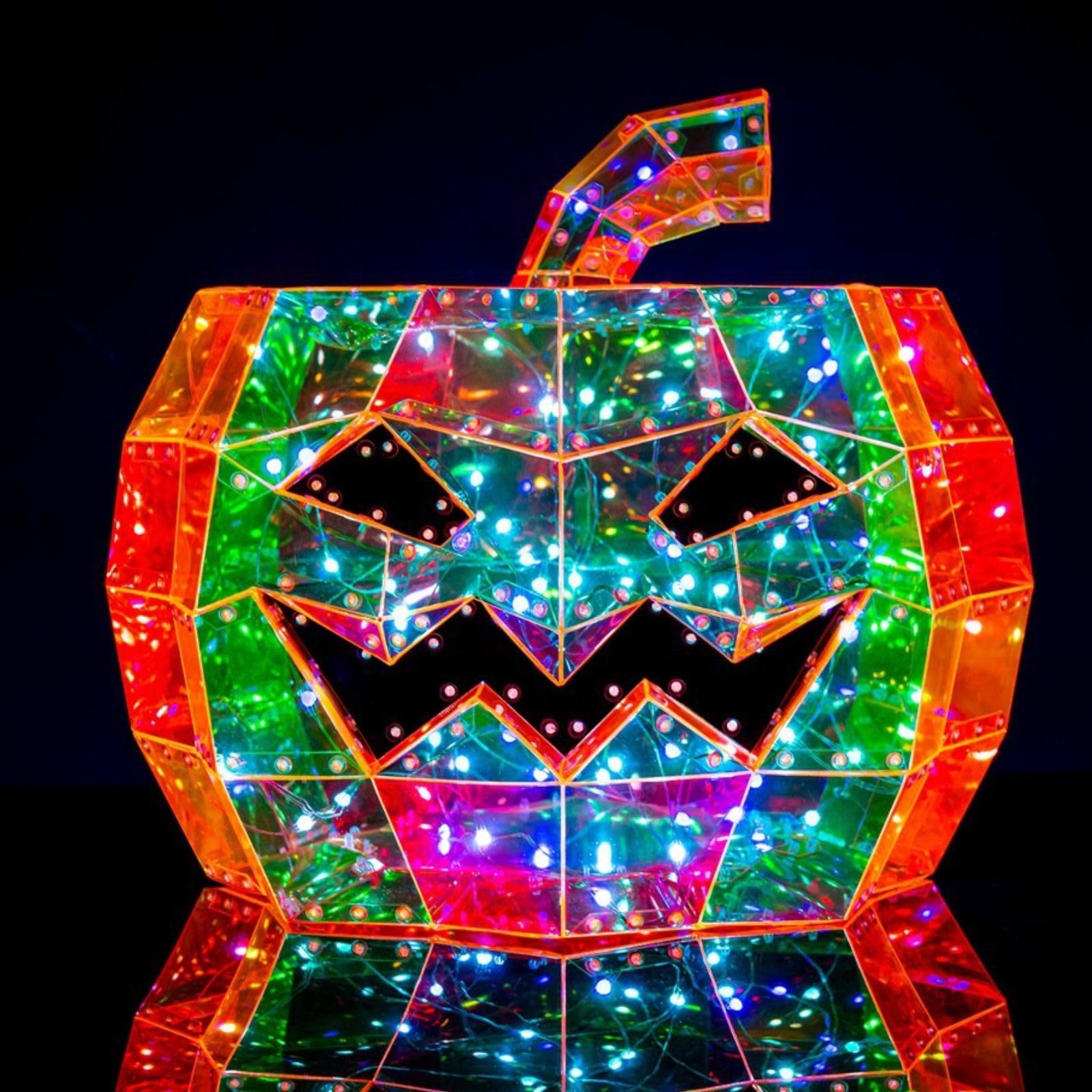 Prismatic Iridescent LED Ghost Light - Halloween Decorations with Spooky Glow, Perfect for Pumpkin Displays & Haunted House Themes