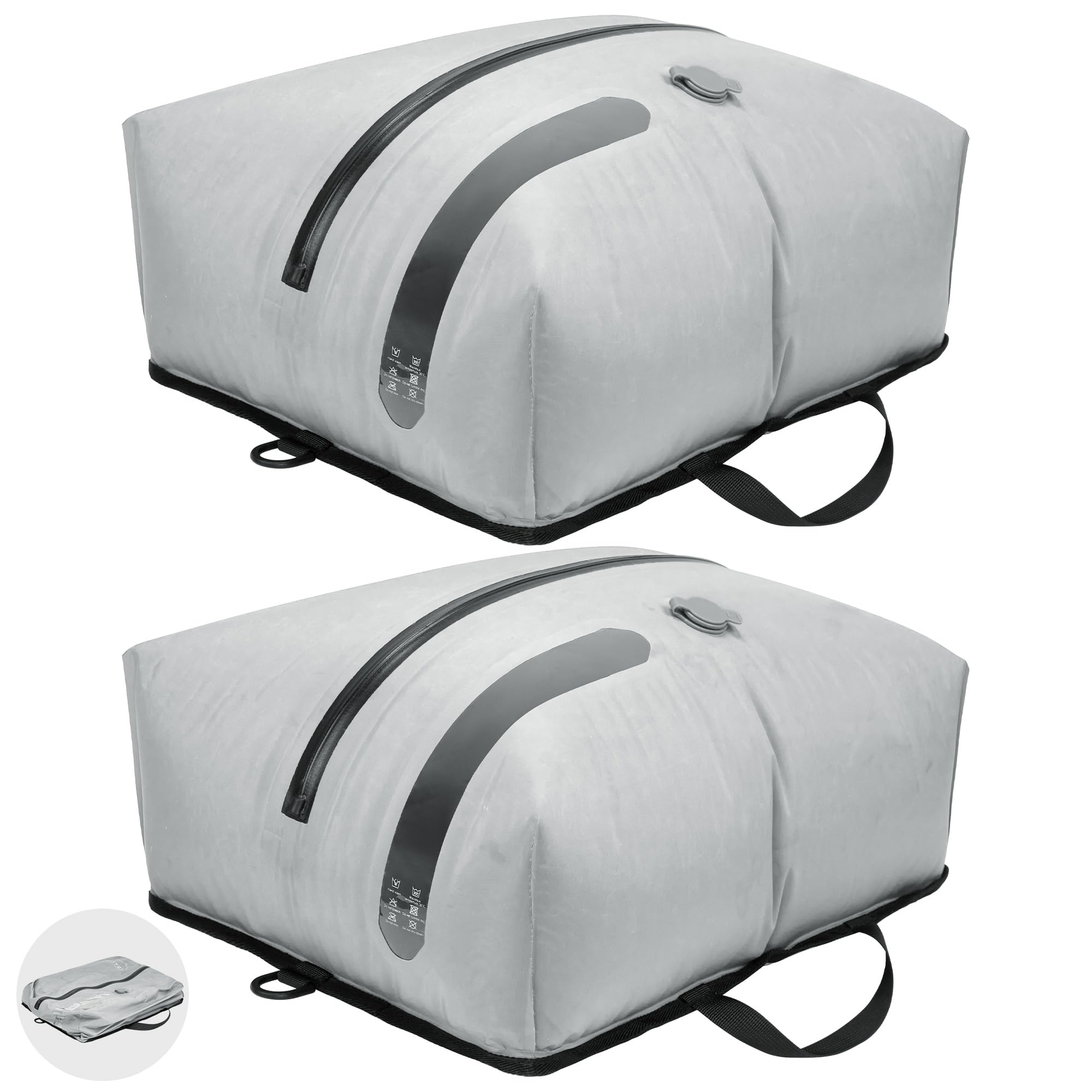 ONTYZZ Reusable Waterproof Travel Vacuum Compression Bags (2-Pack, Grey) - IP67 Waterproof Zipper, Space Saver for Suitcase & Luggage - Perfect for Travel, Moving & Closet Storage Organization
