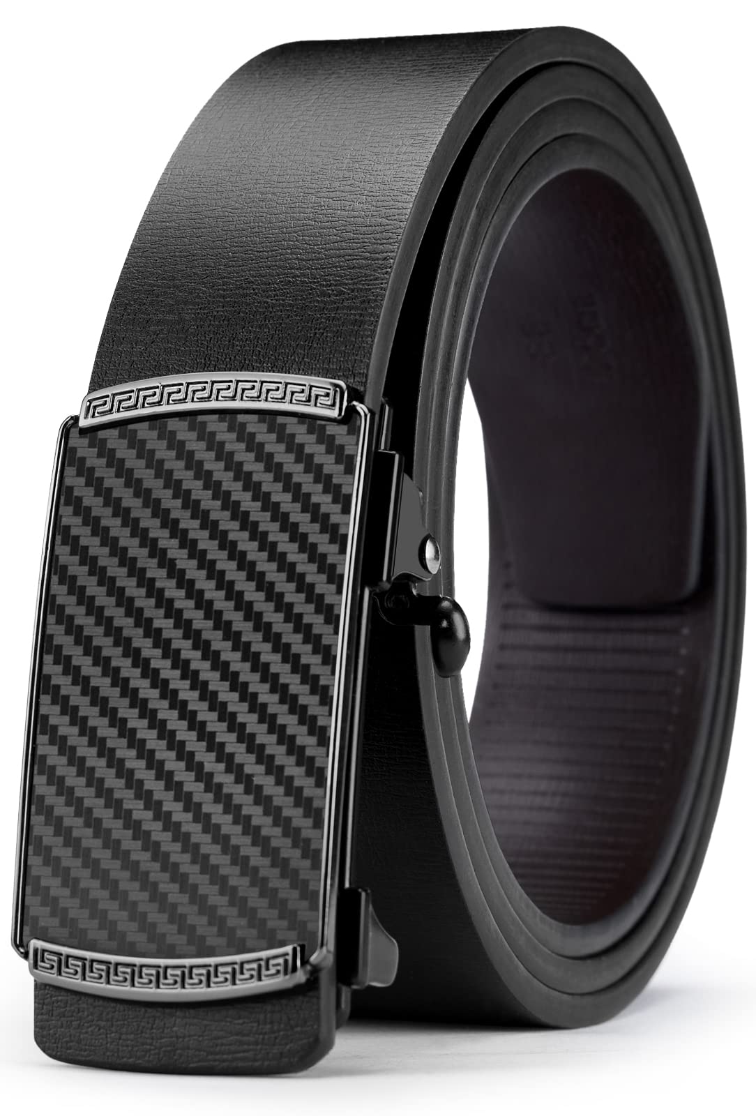 Oyifan Genuine Leather Black Dress Belt for Men - Fashion Slide Ratchet Click Adjustable Belt for Jeans & Office Wear | Perfect for Business, Casual & Formal Occasions