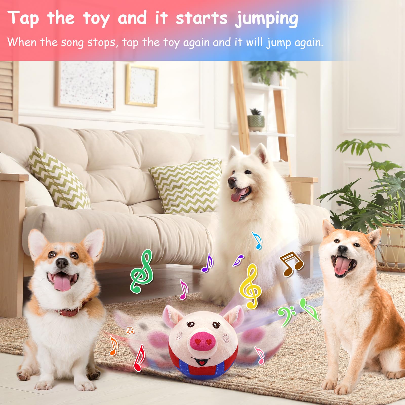 Interactive Squeaky Dog Toys with Automatic Rolling, Jumping & Wiggling - Washable Chew Plush Toys for Small, Medium & Large Dogs - Keep Pets Entertained Indoors & Outdoors - Perfect for Boredom Relief, Training & Playtime