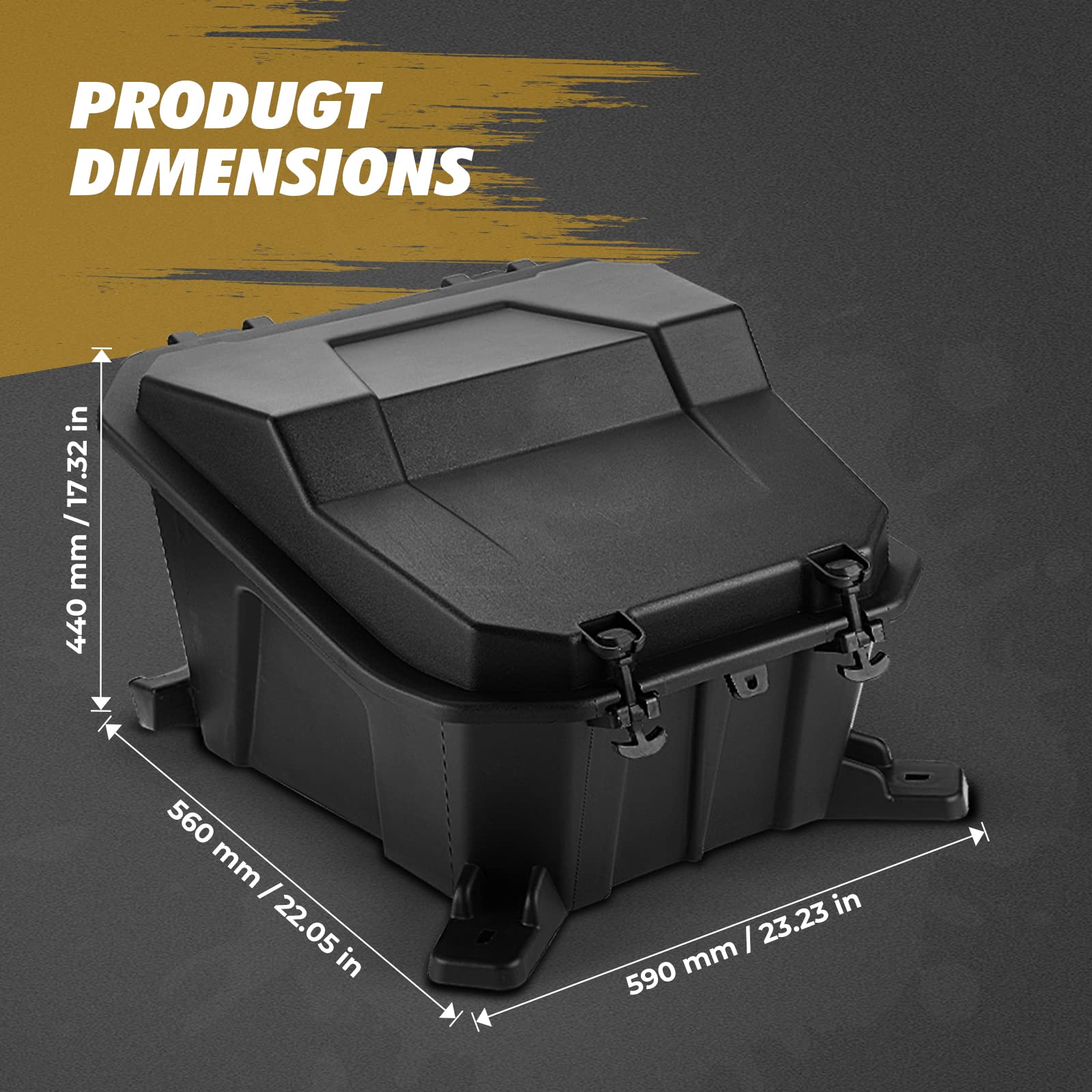KEMIMOTO UTV Rear Cargo Box 69 QT - Heavy Duty Storage Container for Polaris RZR 900/1000/XP/Turbo S Models - Waterproof Low-Density Polyethylene Bed Box (Part# 2881193) - Perfect for Off-Road Adventures, Camping Gear & Hunting Equipment Storage
