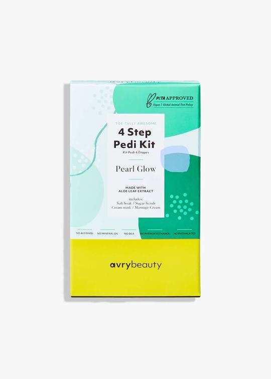 AVRY BEAUTY 4-Step Pedicure Kit with Pearl Glow - Professional Foot Care Set for Soft & Smooth Feet - Perfect for Home Spa, Nail Salon & Gift Giving