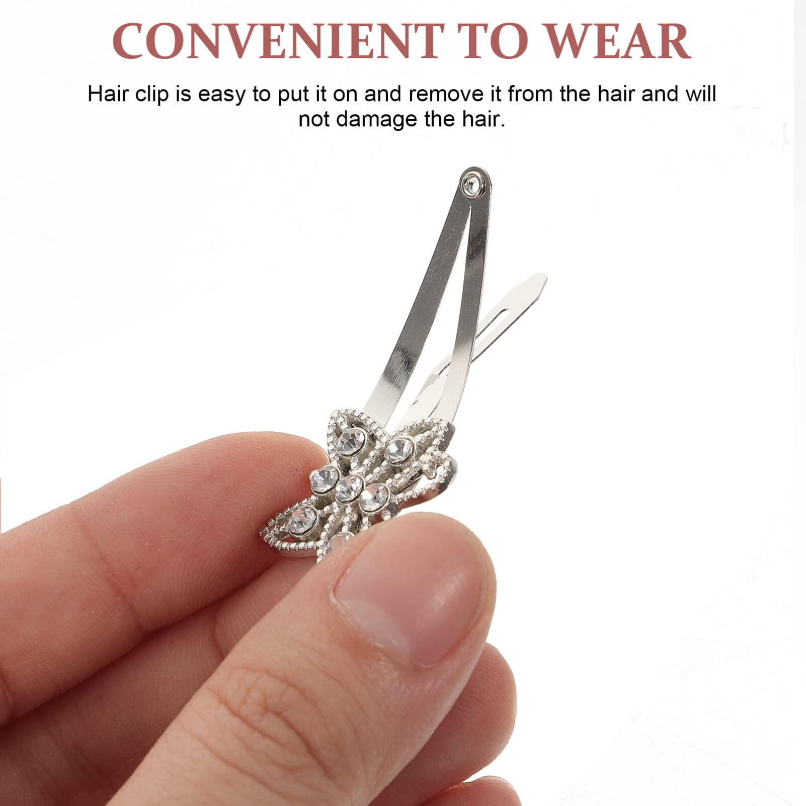 EXCLUZO 12pcs Snap Hair Clips with Butterfly & Rhinestone Design - Hair Barrettes for Girls, Women - Perfect for School, Parties, Weddings & Everyday Styling