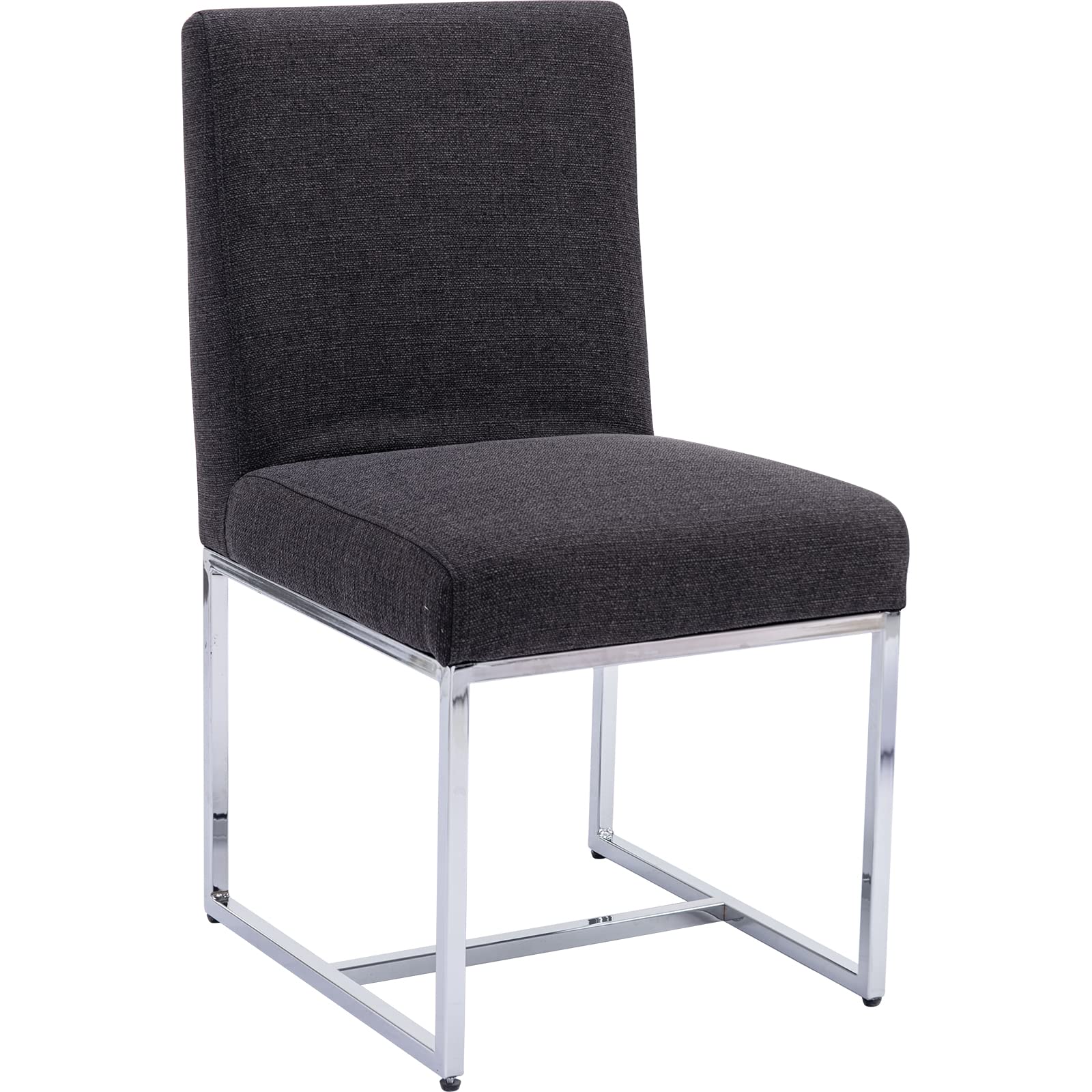 RIVOVA Modern Upholstered Dining Chair - Linen Fabric Armless Side Chair with Chrome Legs for Kitchen, Living Room, Dining Room - Charcoal Gray | Comfortable Seating for Home, Restaurant & Office Use