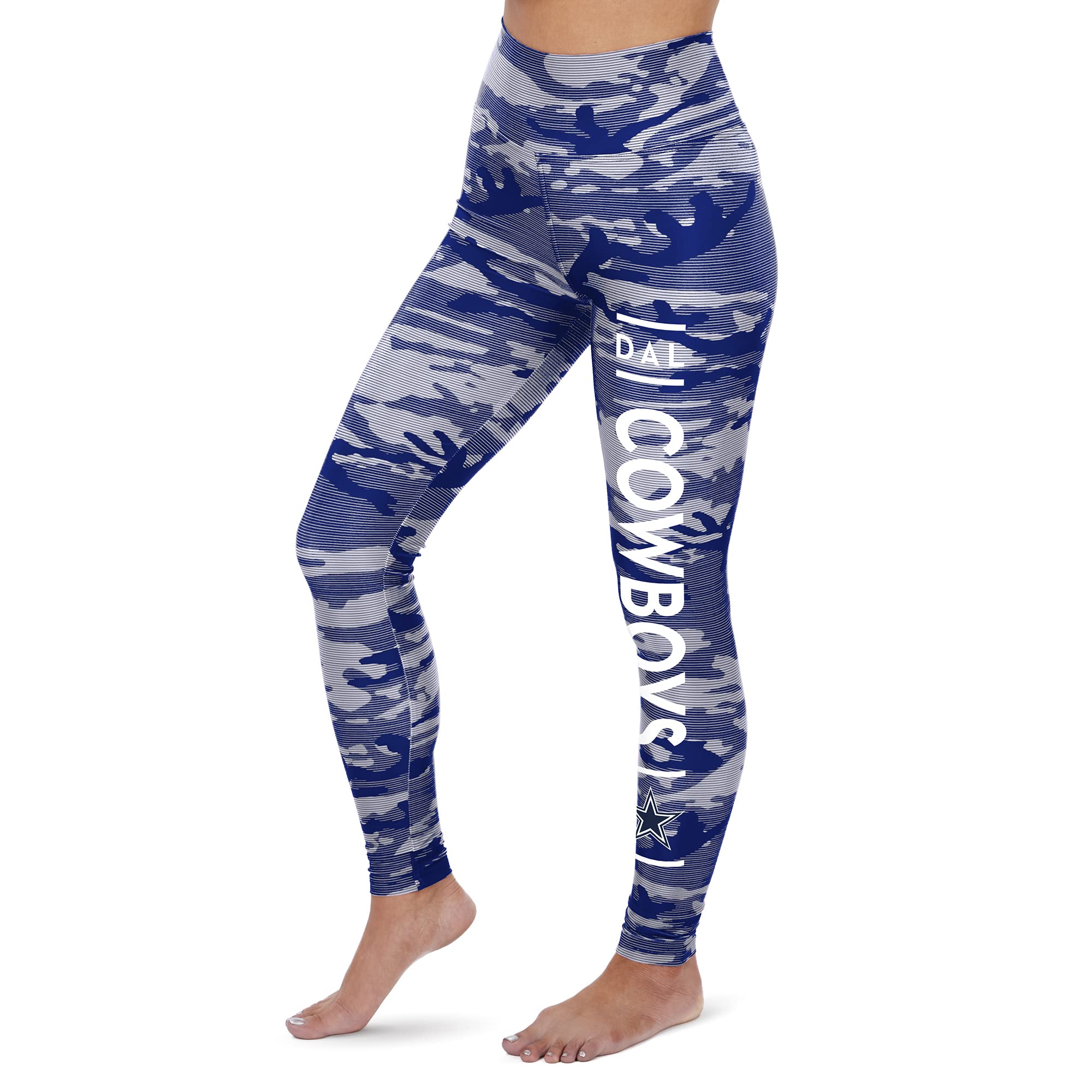 Zubaz NFL Women's Camo & Striped Leggings - Team Colors - Comfortable Workout & Game Day Pants for Football Fans