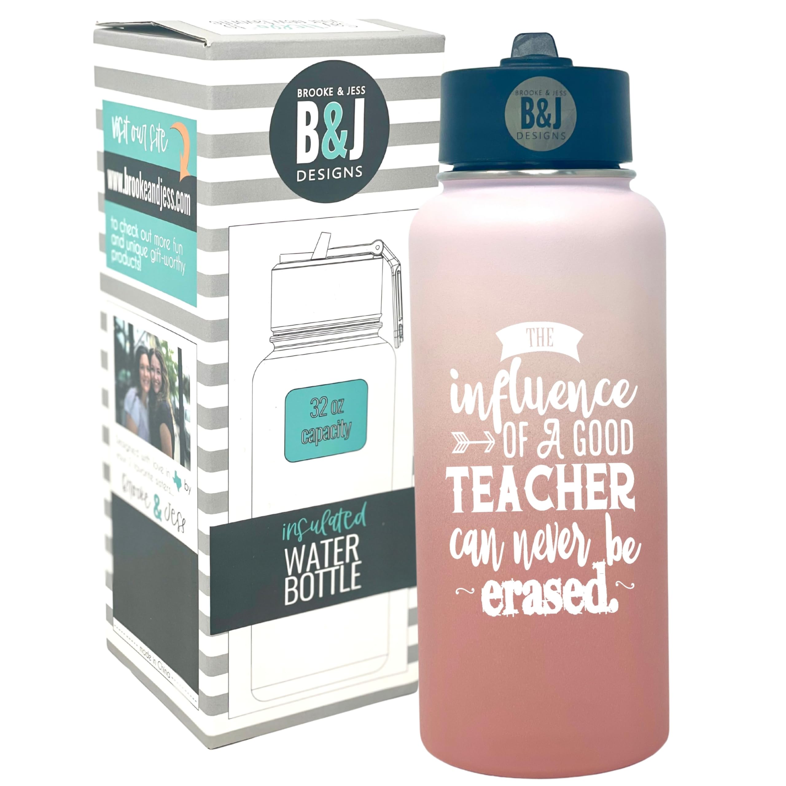 Insulated Teacher Water Bottle Tumbler - Best Teacher Appreciation Gift for Women, Birthday Present for New Teachers - Perfect for Classroom, School & Everyday Use