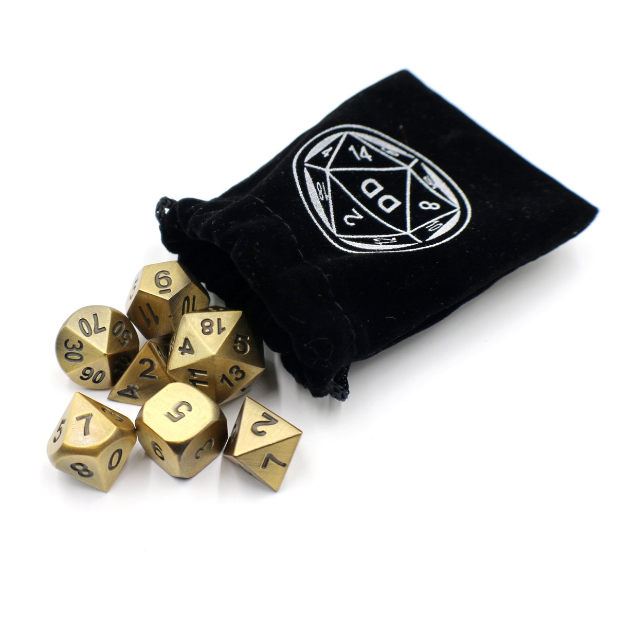 Premium Metal DND Dice Set with Gold Storage Box - Perfect for Roleplaying Games, Dungeons & Dragons, Tabletop RPG Adventures