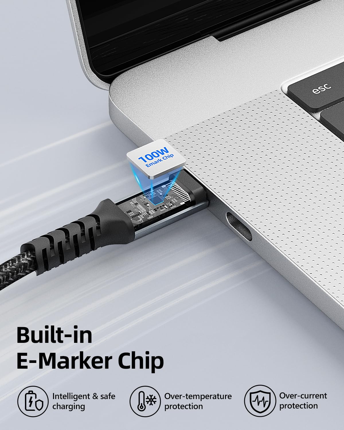 Premium USB C to USB C Cable 0.5M (1.6ft) - 20Gbps USB 3.2 Gen 2x2 Fast Charging & 4K Video Transfer - 100W PD Compatible with MacBook, iPad Pro, Samsung Galaxy - Perfect for Home Office & Travel Accessories