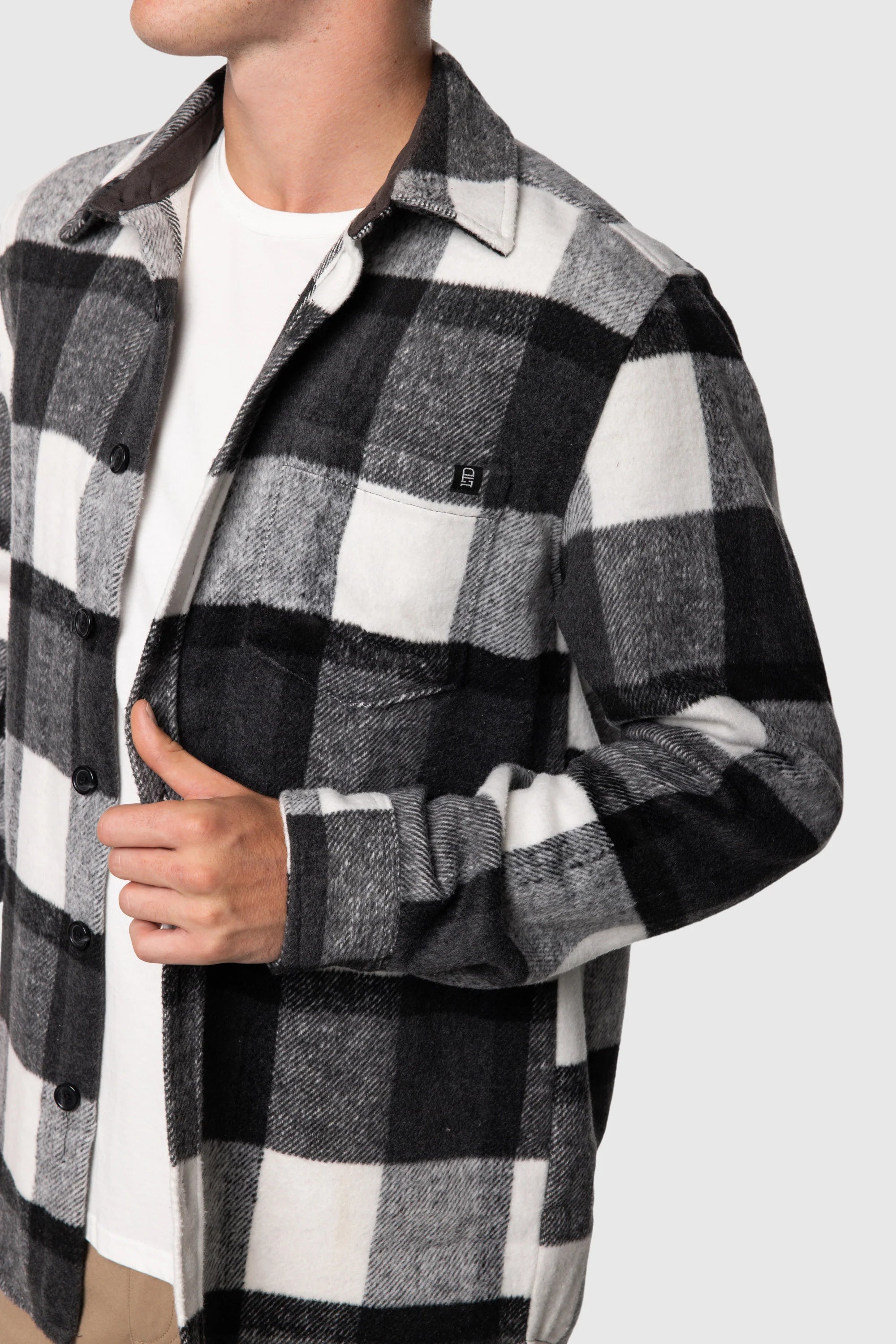 Men's Plaid Overshirt Jacket - Black | Stylish Casual Shacket for Fall & Winter Layering | Perfect for Outdoor Activities, Work & Everyday Wear