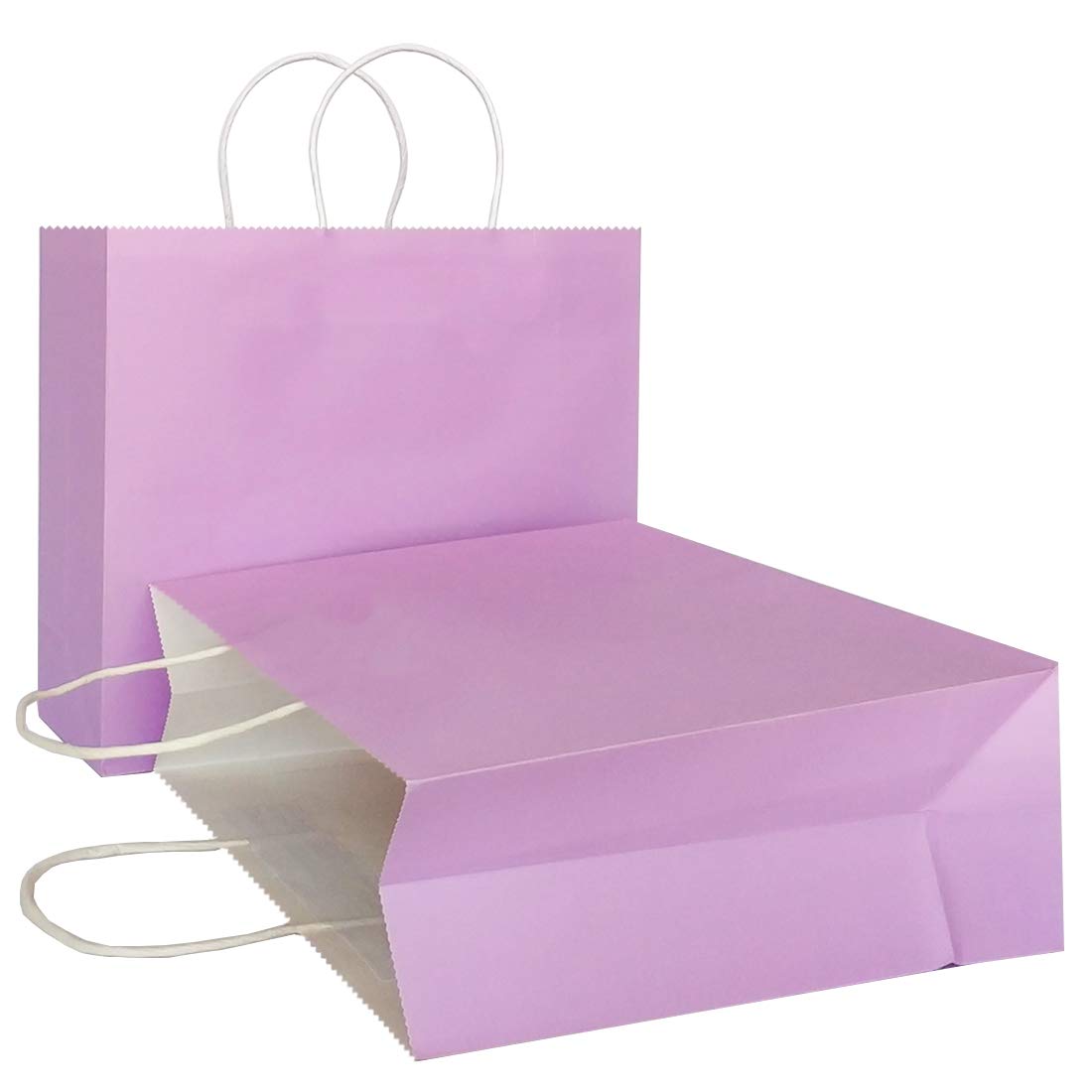 AZOWA 12-Pack Large Purple Kraft Paper Gift Bags with Handles - 12.5 x 4.7 x 10.2 Inches - Eco-Friendly Horizontal Design for Birthday, Wedding, Party Favors & Holiday Gifting