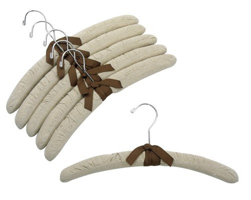 15 Pack Premium Linen Padded Hangers for Closet - Gentle on Delicate Clothing, No Slip Shoulder Support - Ideal for Dresses, Blouses, Coats & Suits (Eco-Friendly Wooden Hangers)