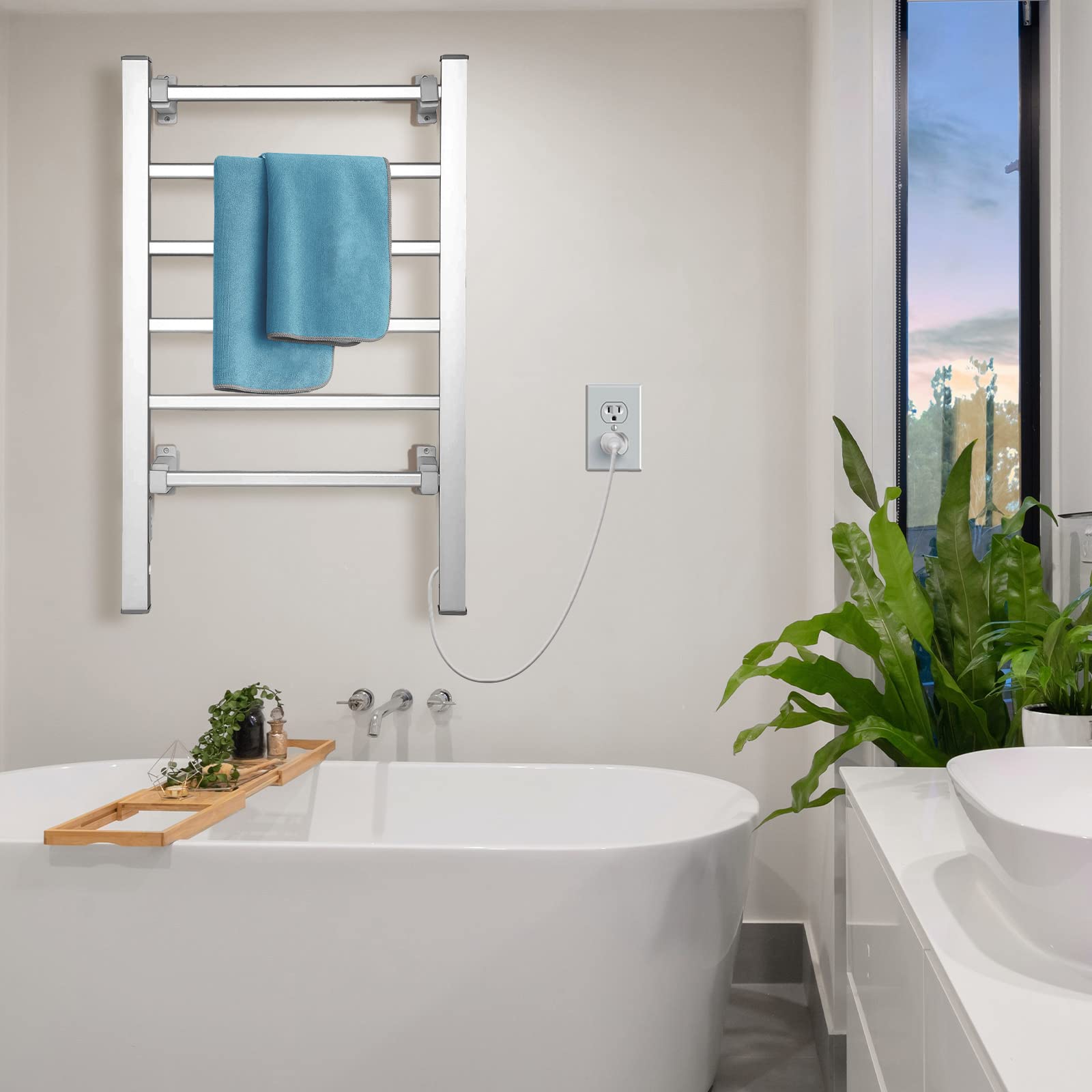 Premium Electric Towel Warmer for Bathroom - 6-Bar Heated Towel Rack with Timer & Wall Mounted Plug-in Design - Perfect for Spa, Luxury Hotels, and Cozy Home Bathrooms - Fast Drying & Warm Towels for Ultimate Comfort