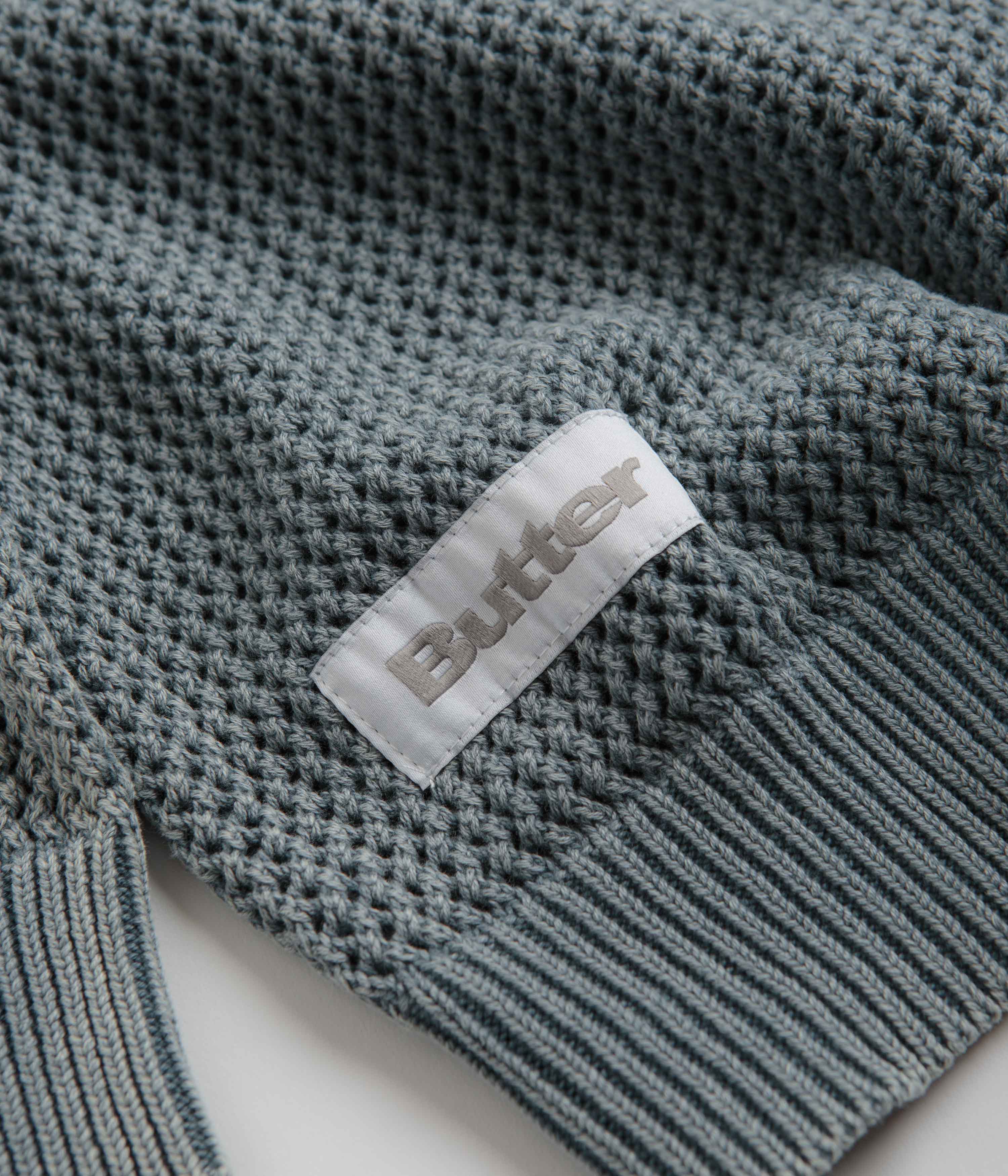 Butter Goods Washed Knitted Sweatshirt for Men & Women - Soft Vintage Style Pullover in Washed Navy - Perfect for Casual Wear, Street Style & Layering