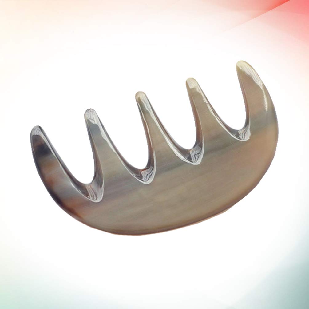 Lurrose Handmade Ox Horn Wide Tooth Comb - Anti-Static Hair Grooming Tool for Women & Men - Natural Hair Detangler for Wet/Dry Hair - Perfect for Home, Travel & Salon Use (5-Tooth Thin Comb)