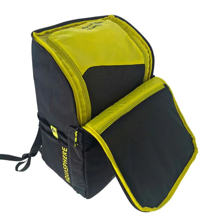 Aqua Sphere Transition Backpack - Waterproof Swim Bag for Triathlon & Swim Training | Black & Bright Yellow | Perfect for Pool, Gym & Travel Accessories