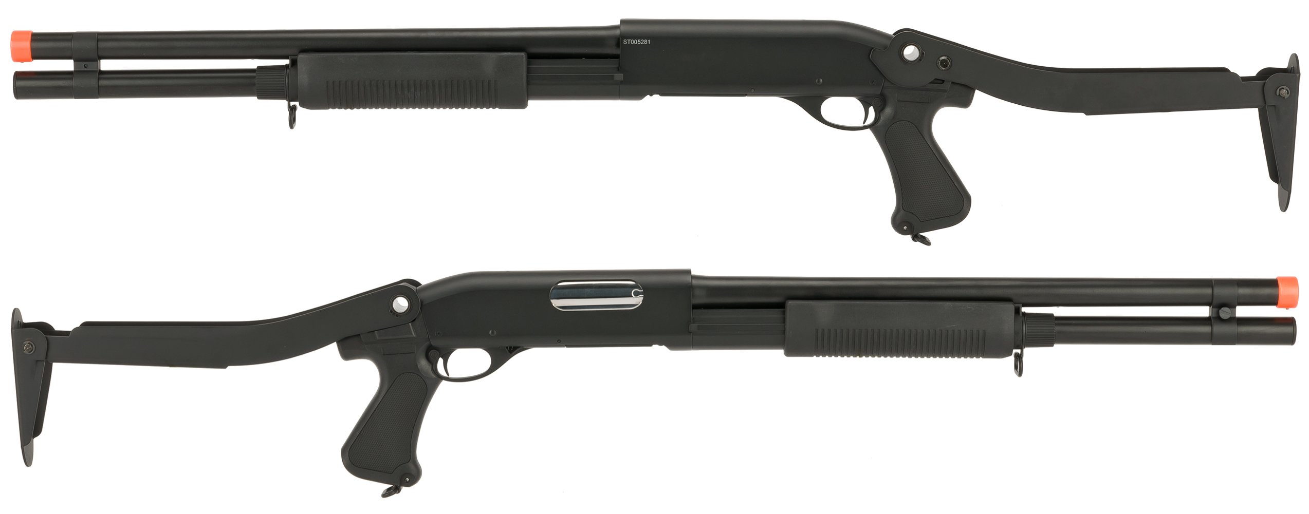CYMA Standard Full Metal M870 3-Round Burst Multi-Shot Shell Loading Airsoft Shotgun with Folding Stock - Realistic Tactical Training & Outdoor Airsoft Games