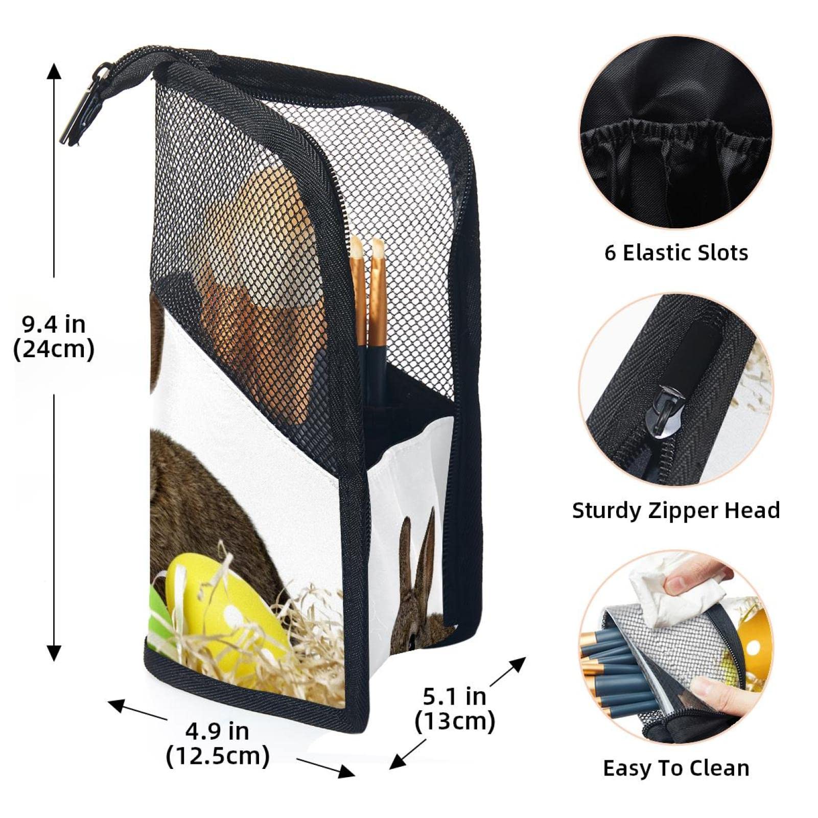 Premium Makeup Brush Organizer Bag with 12 Slots - Portable Travel Cosmetic Brush Holder Case for Easter Bunny Rabbit Themed Makeup Brushes - Perfect for Travel, Home Vanity & Professional Makeup Artists