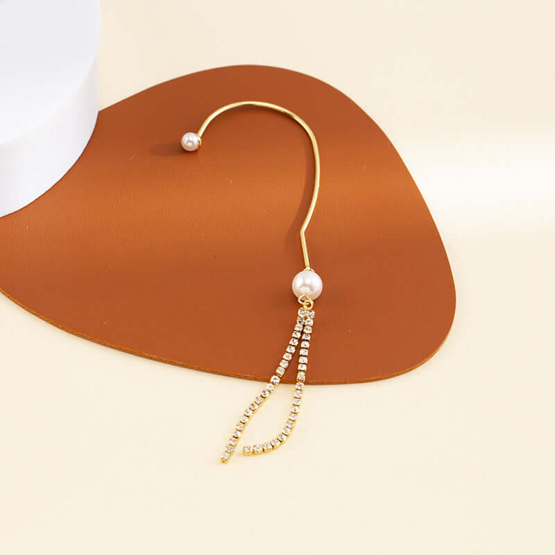 Pearl Tassel Fringe Ear Wrap Climber Crawler Earrings for Women | Boho Chic Dangle Statement Jewelry | Perfect for Parties, Weddings & Special Occasions
