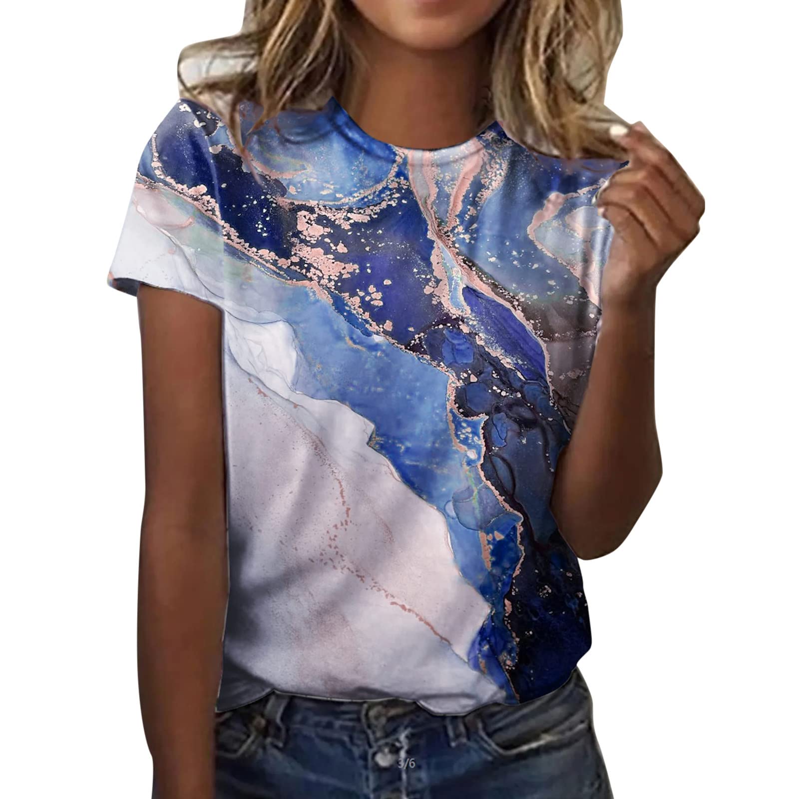 Women's Casual Short Sleeve V-Neck T-Shirt - Gradient Color Loose Fit Summer Top for Women | Perfect for Beach, Vacation & Everyday Wear