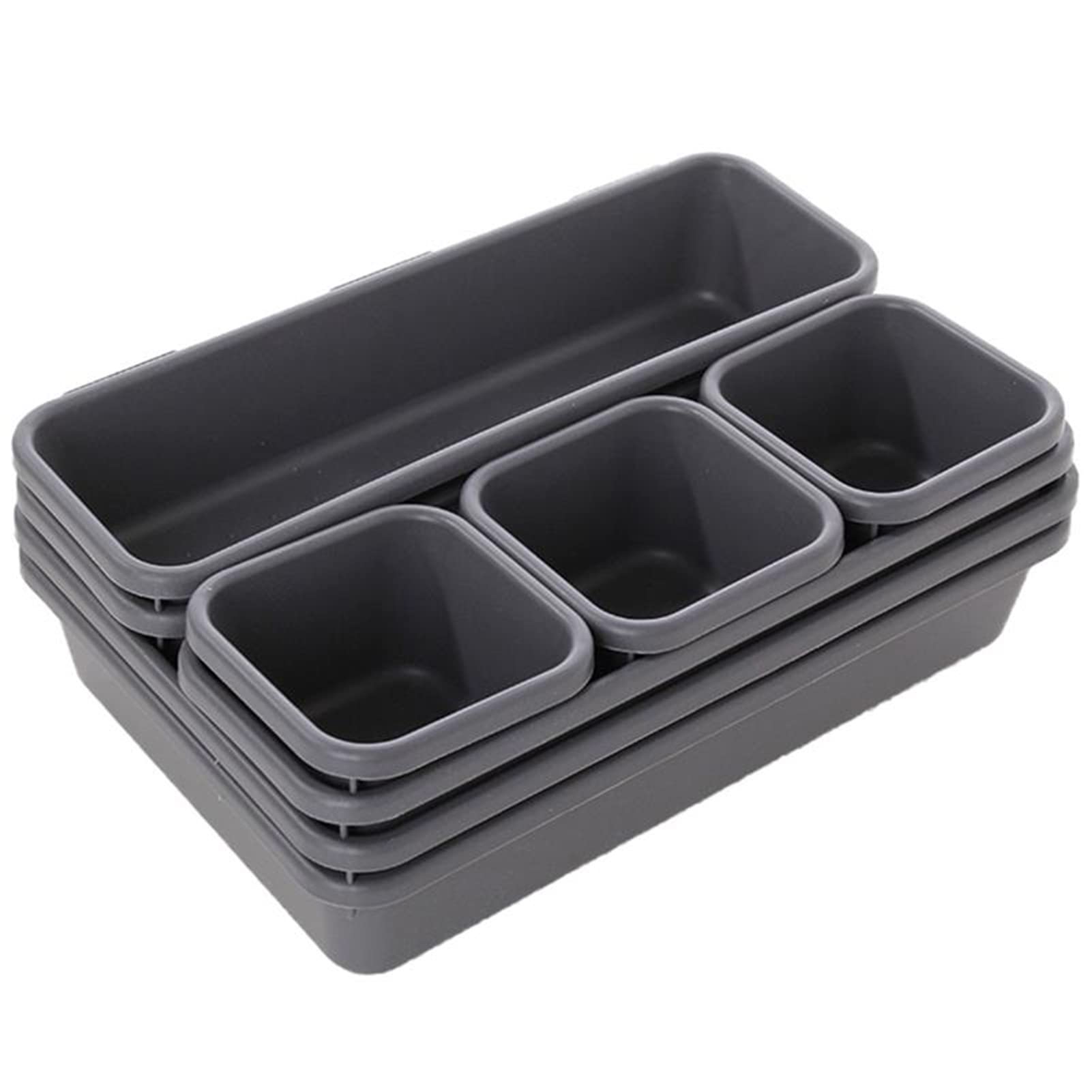 Multifunctional Desk Drawer Organizer Trays with Dividers - Durable Storage Box & Container Separators for Kitchen, Bedroom, Bathroom, Office, Vanity & Dresser | Perfect for Organizing Utensils, Makeup, Office Supplies & Accessories