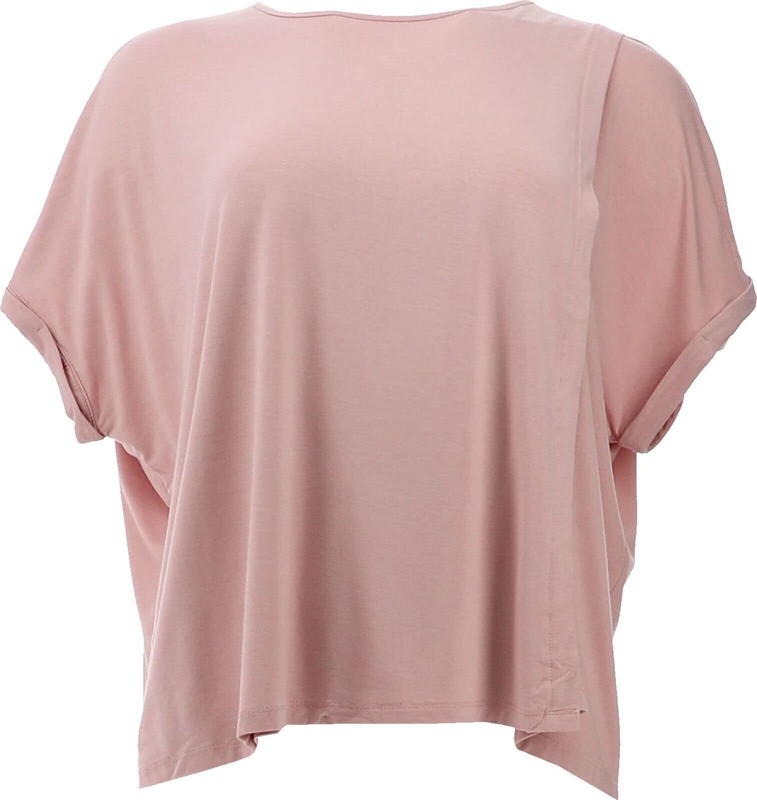 WynneLayers Overlapping Jersey Knit Top for Women - Soft Stretch Rose Pink Blouse, Casual Long Sleeve Shirt for Everyday Wear, Work & Date Night Outfits