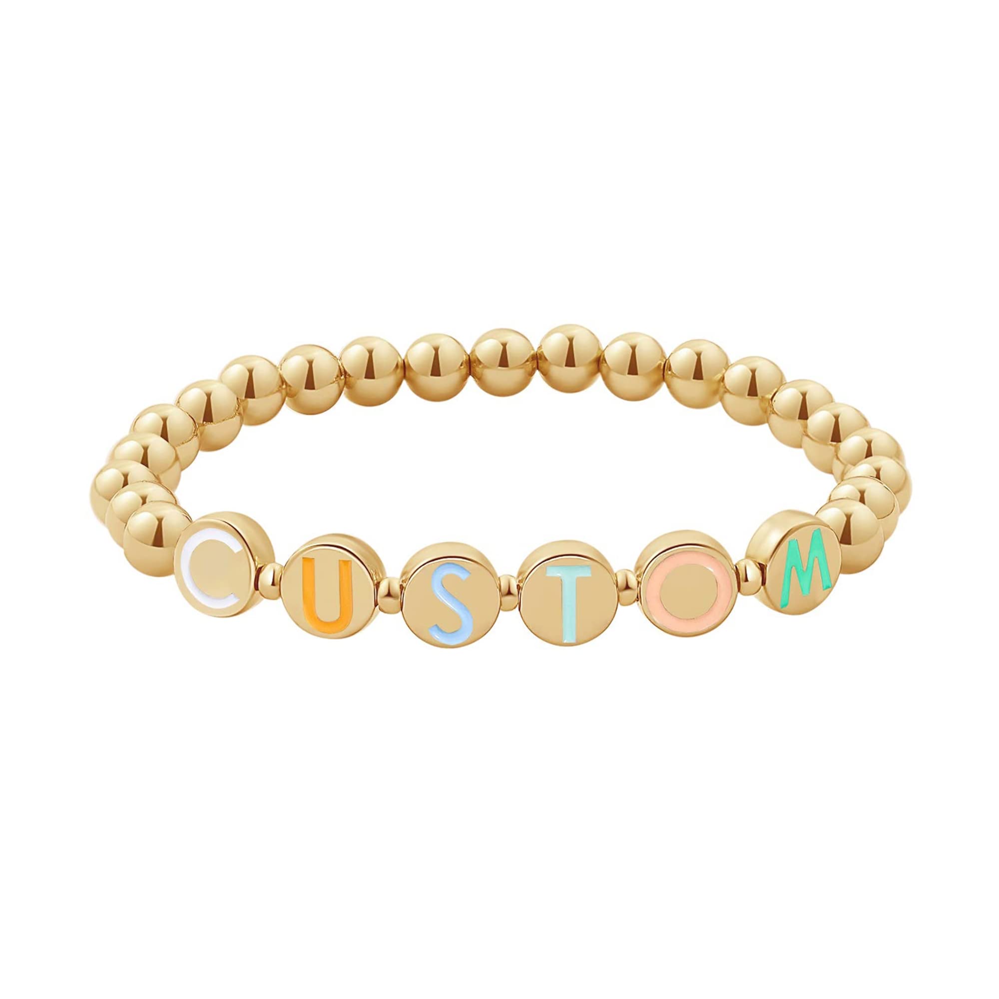 FERIER Personalized Name Bracelets for Women - Custom Beaded Friendship & Couple Jewelry Set (1/2/3/4/5 Disc Pisa Bracelets) - Perfect Gift for Girls, Mom, Daughter - Ideal for Anniversaries, Birthdays & Special Occasions