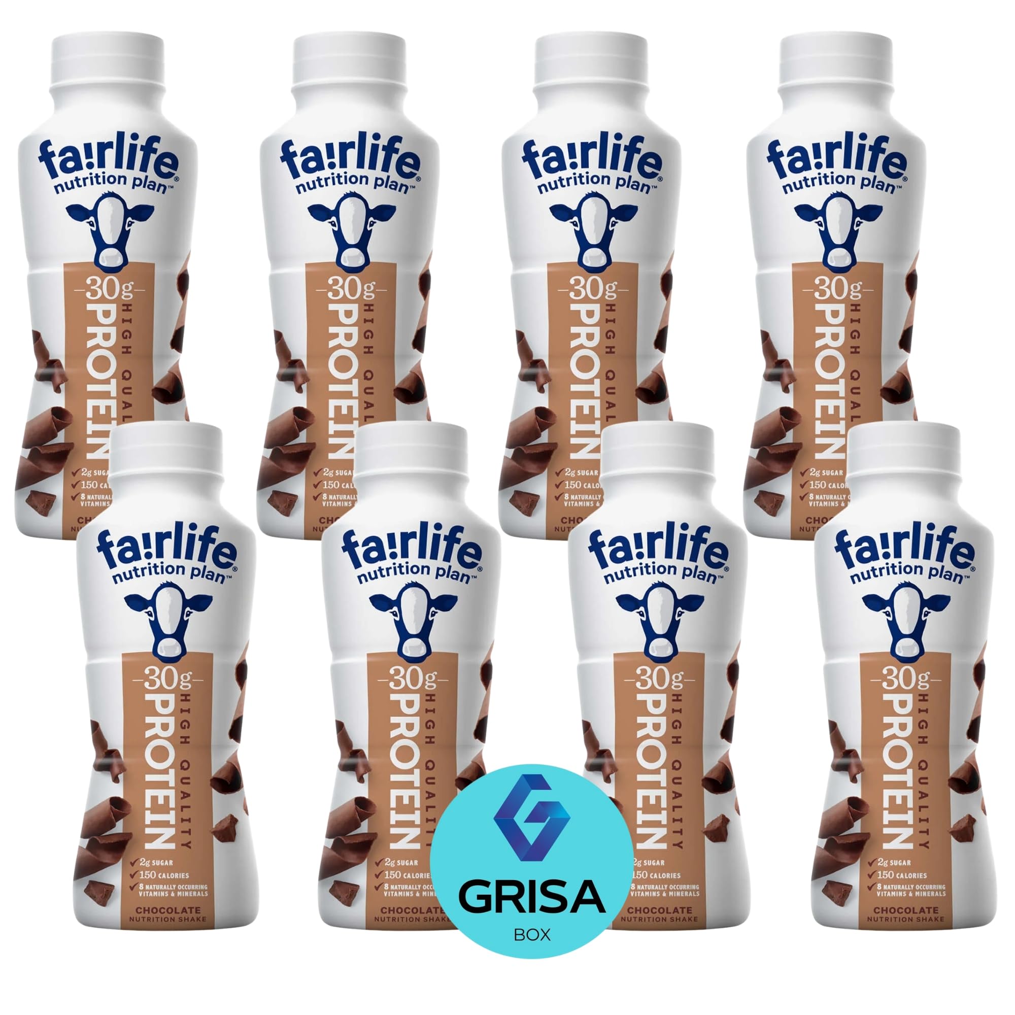 FairLife Protein Shake - Lactose Free Chocolate Flavor (9 Count) | 30g Protein, 2g Sugar, Essential Nutrients | Healthy On-The-Go Snack for Gym, Workout & Busy Lifestyle + Free GrisaBox Stickers