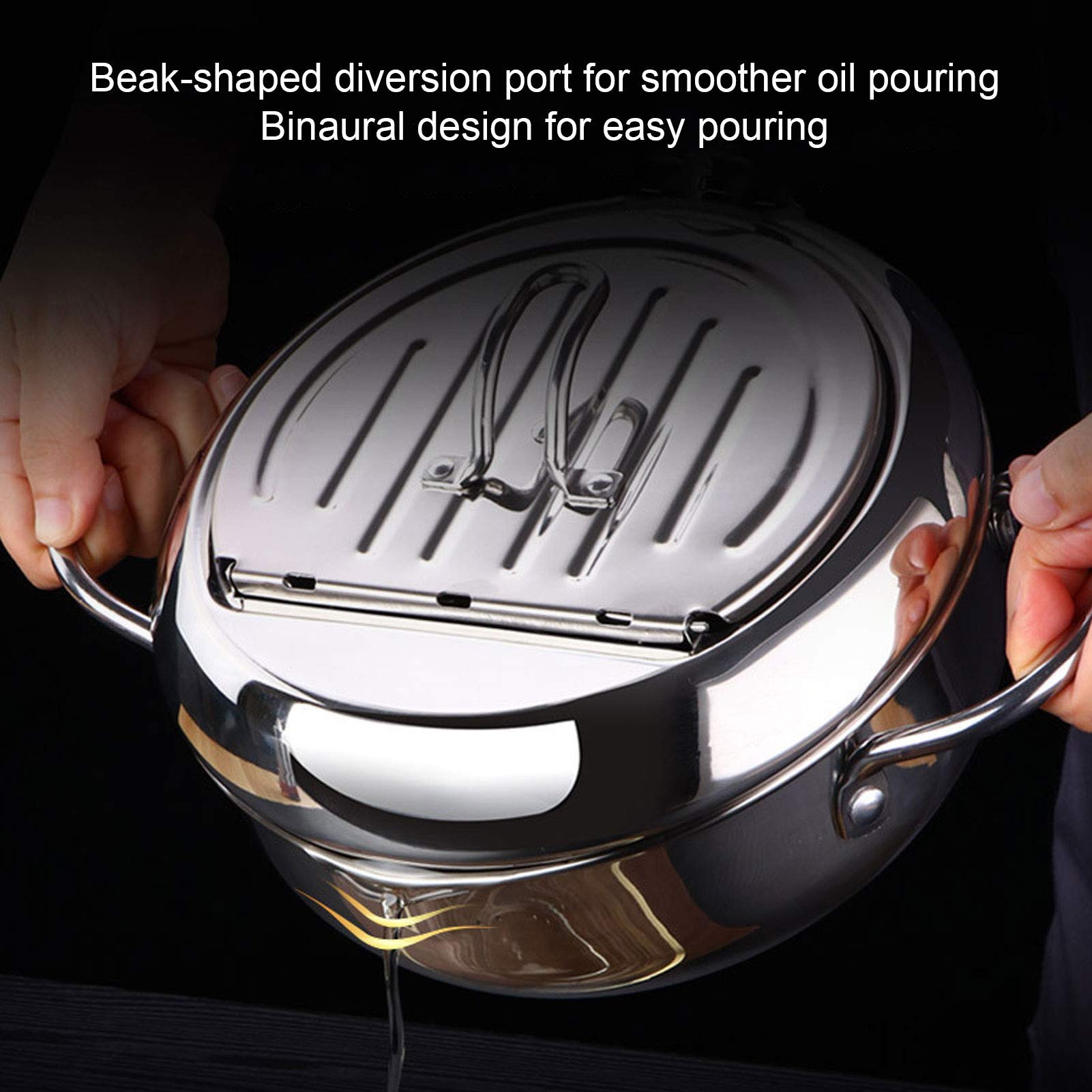 Premium 24cm Stainless Steel Frying Pan with Built-in Thermometer - Japanese Style Induction Compatible Skillet for Perfect Cooking | Ideal for Sautéing, Frying & Small Batch Cooking in Home Kitchens