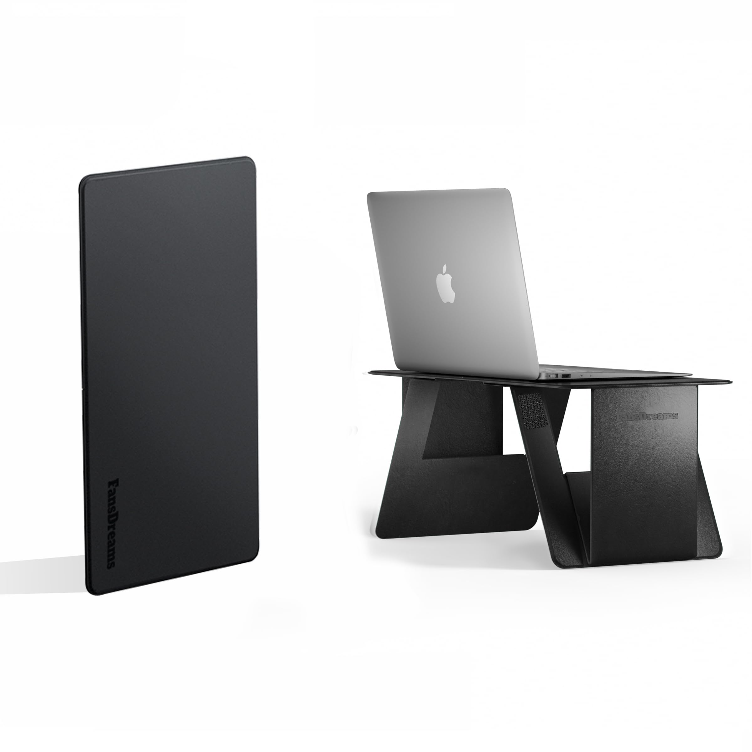 Foldable Laptop Desk for Bed & Travel - Portable Lightweight Standing Computer Table with Adjustable Height for Work, Study, Gaming & Office Use - Black Ergonomic Lap Desk by FansDreams (Standard Size)