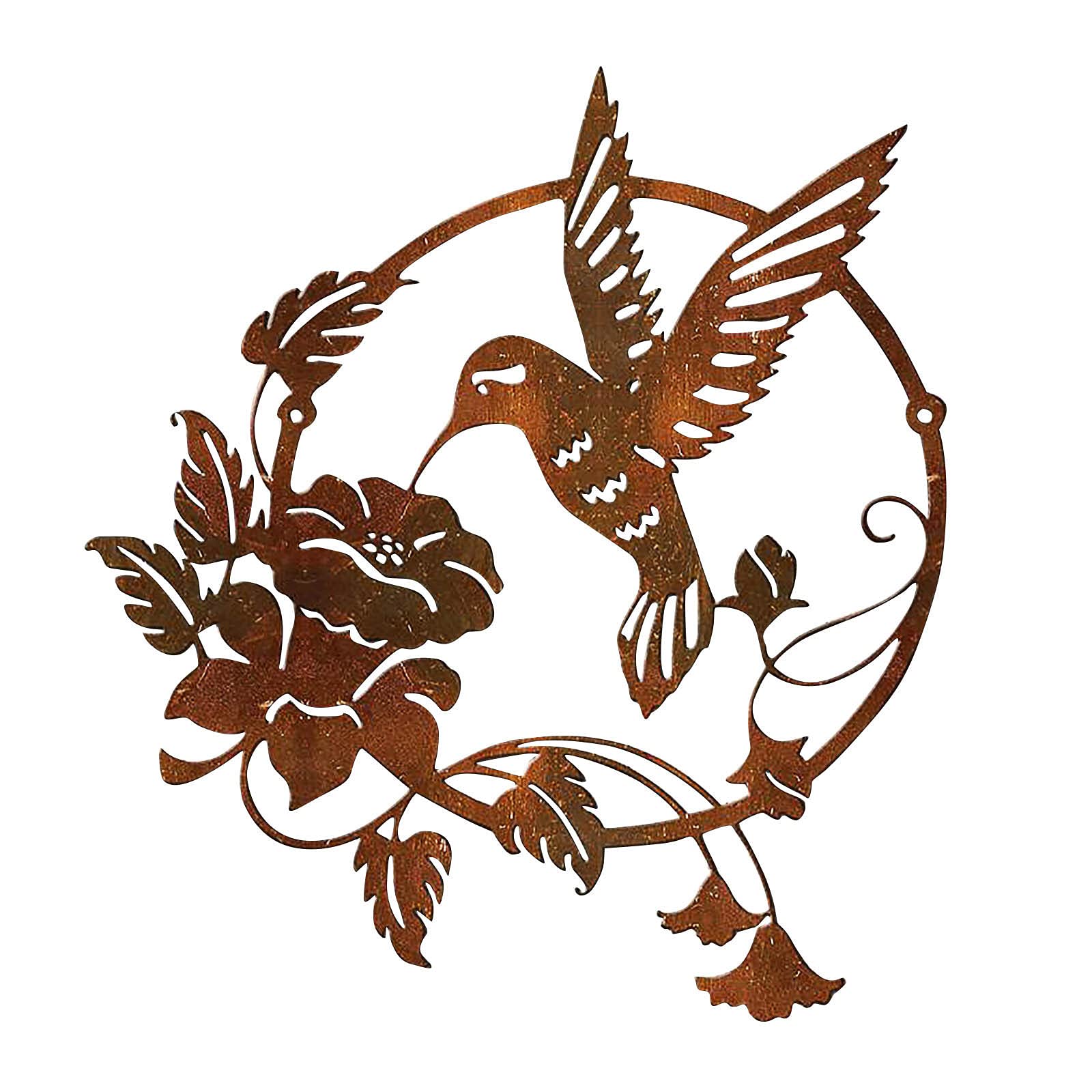 Silver Steel Hummingbird Garden Art Decor - Metal Tree Sculpture for Patio, Lawn & Yard - Bee & Bird Lover Gift - Kids Outdoor Decor (One Size) | Perfect for Garden Decoration, Backyard Ornament & Nature-Themed Gifts