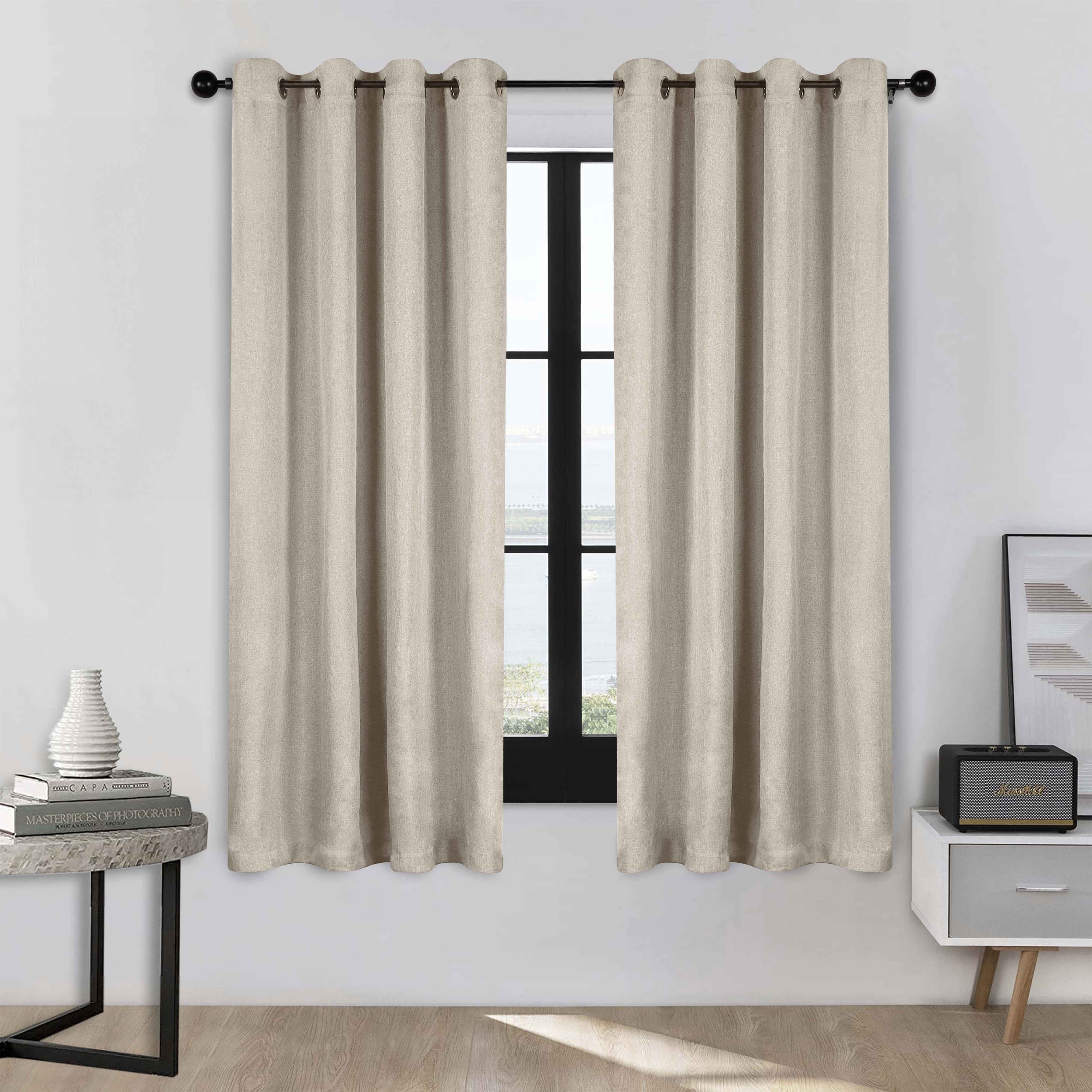 Blackout Curtains for Bedroom - 100% Linen Washable Room Darkening Curtains Set of 2 Panels - Perfect for Home Theater, Nursery & Light Sleepers
