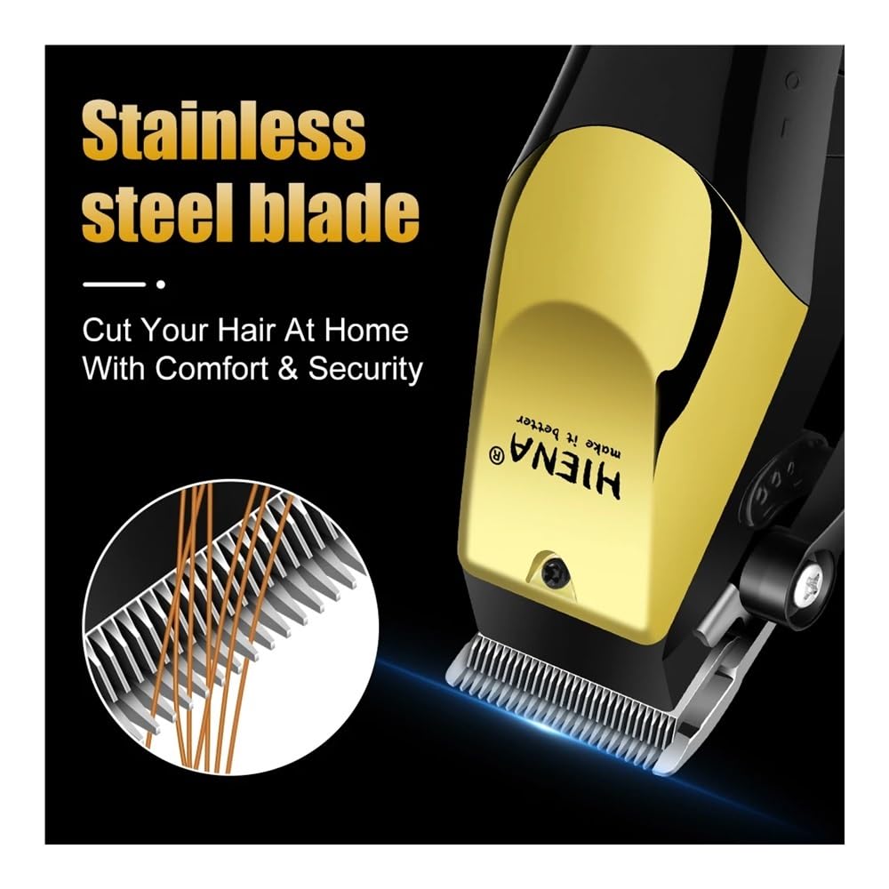 Premium Electric Hair Clipper - USB Rechargeable Cordless Hair Trimmer for Men & Women, Professional Hair Cutting Machine with Precision Blades, Portable & Easy to Use - Perfect for Home Haircuts, Travel & Gifting (Black Gold Edition)