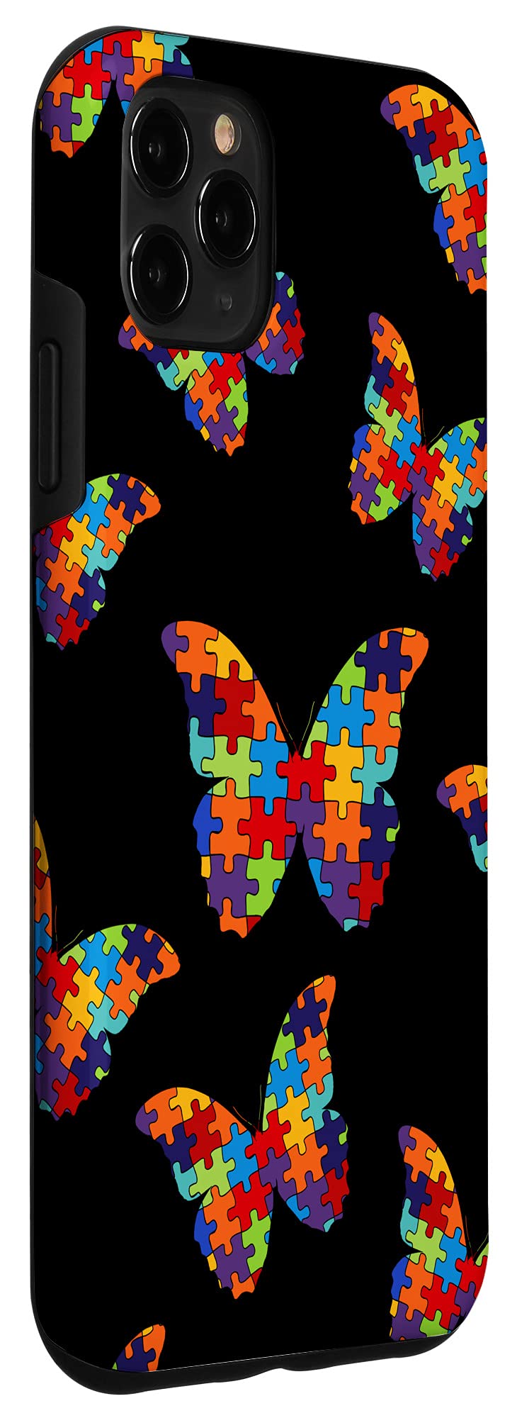iPhone 11 Pro Max Case with Autism Awareness Puzzle Piece & Butterfly Design - Colorful Protective Cover for Daily Use, Work & School