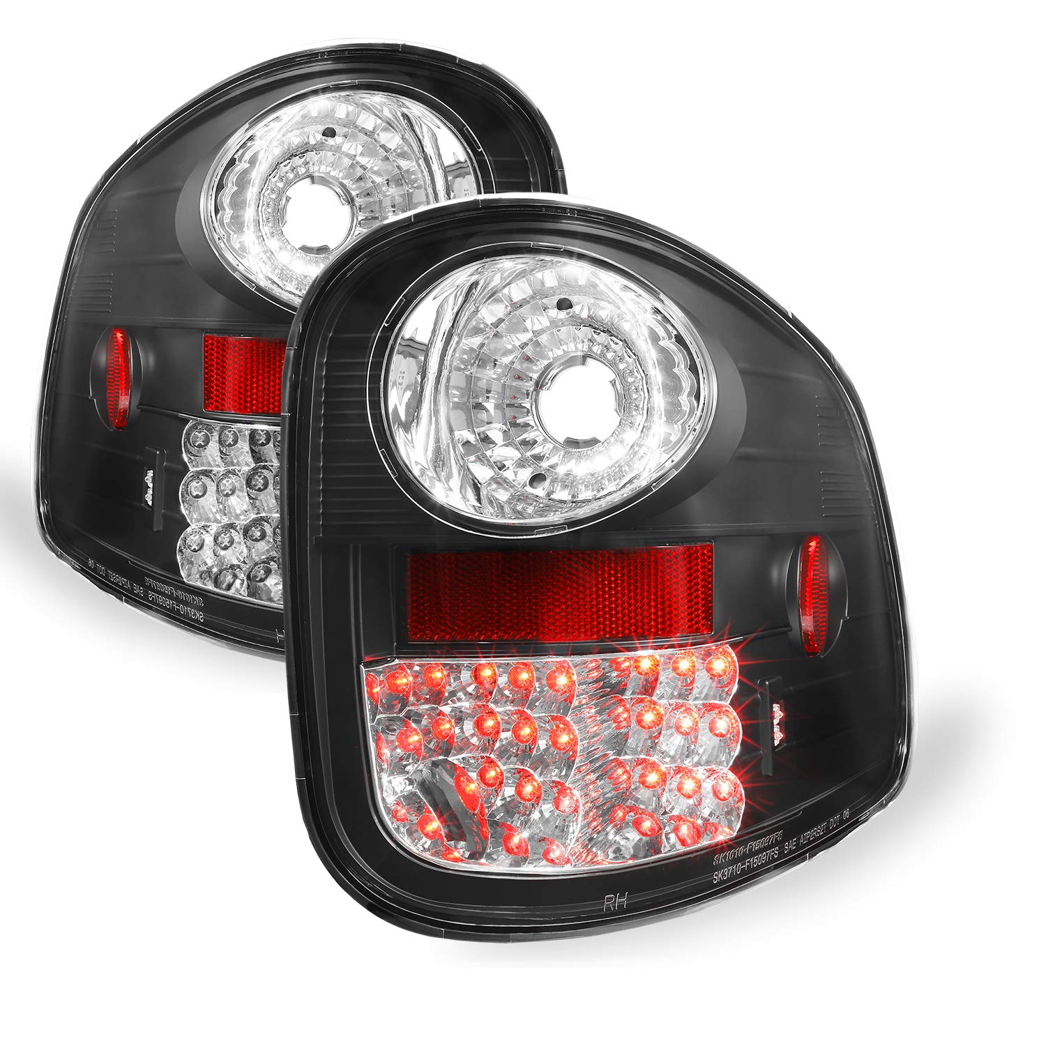 AKKON Black Tail Lights Lamp Pair for 2001-2003 Ford F-150 & 2004 F150 Heritage Flareside Pickup Truck - Replacement, Upgrade, Night Driving Safety