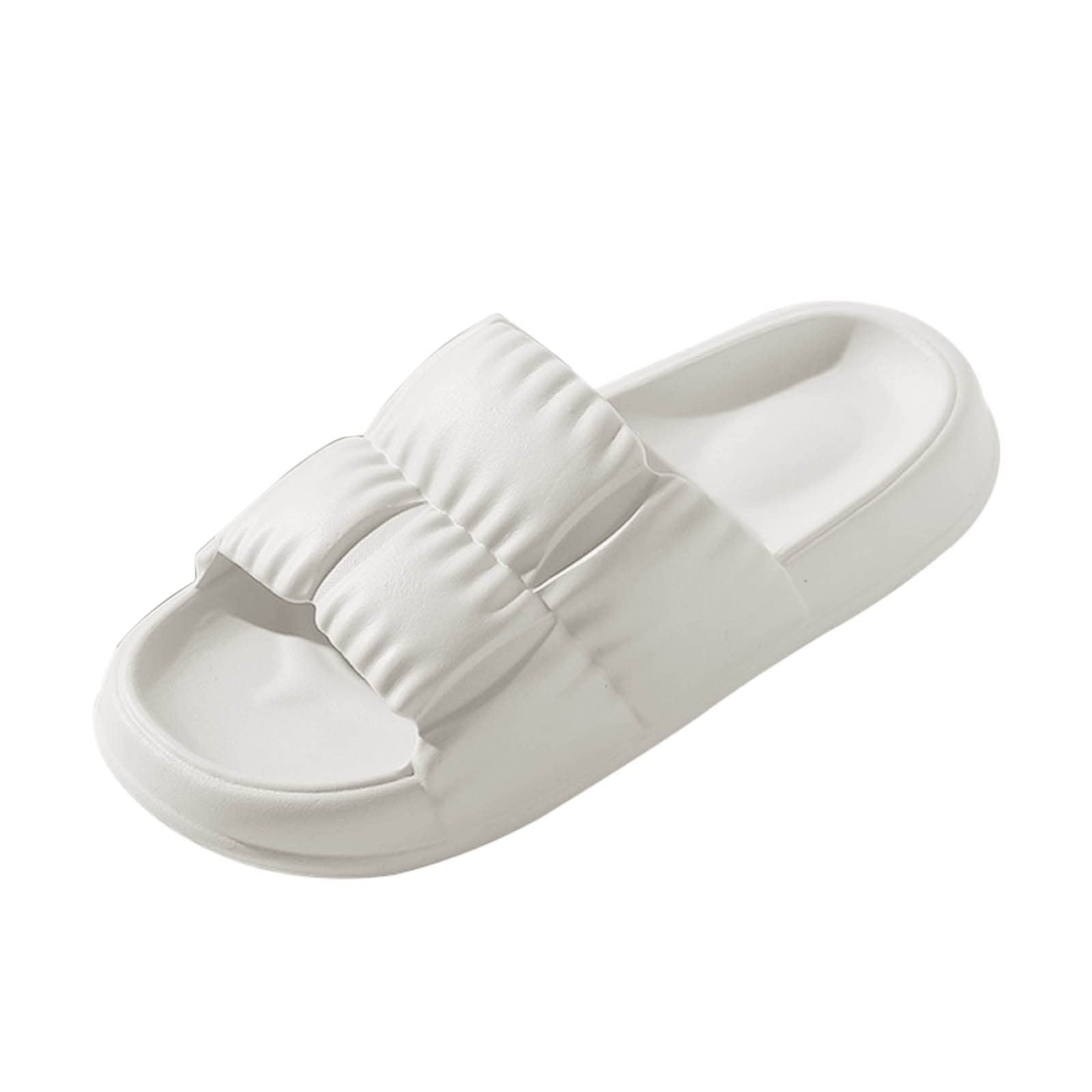 Women's Fuzzy Couple Slippers - Soft Plush Bathroom & Home Slippers with Flat Platform & Pleated Design - Perfect for Indoor Comfort, Spa Days, and Cozy Winter Nights