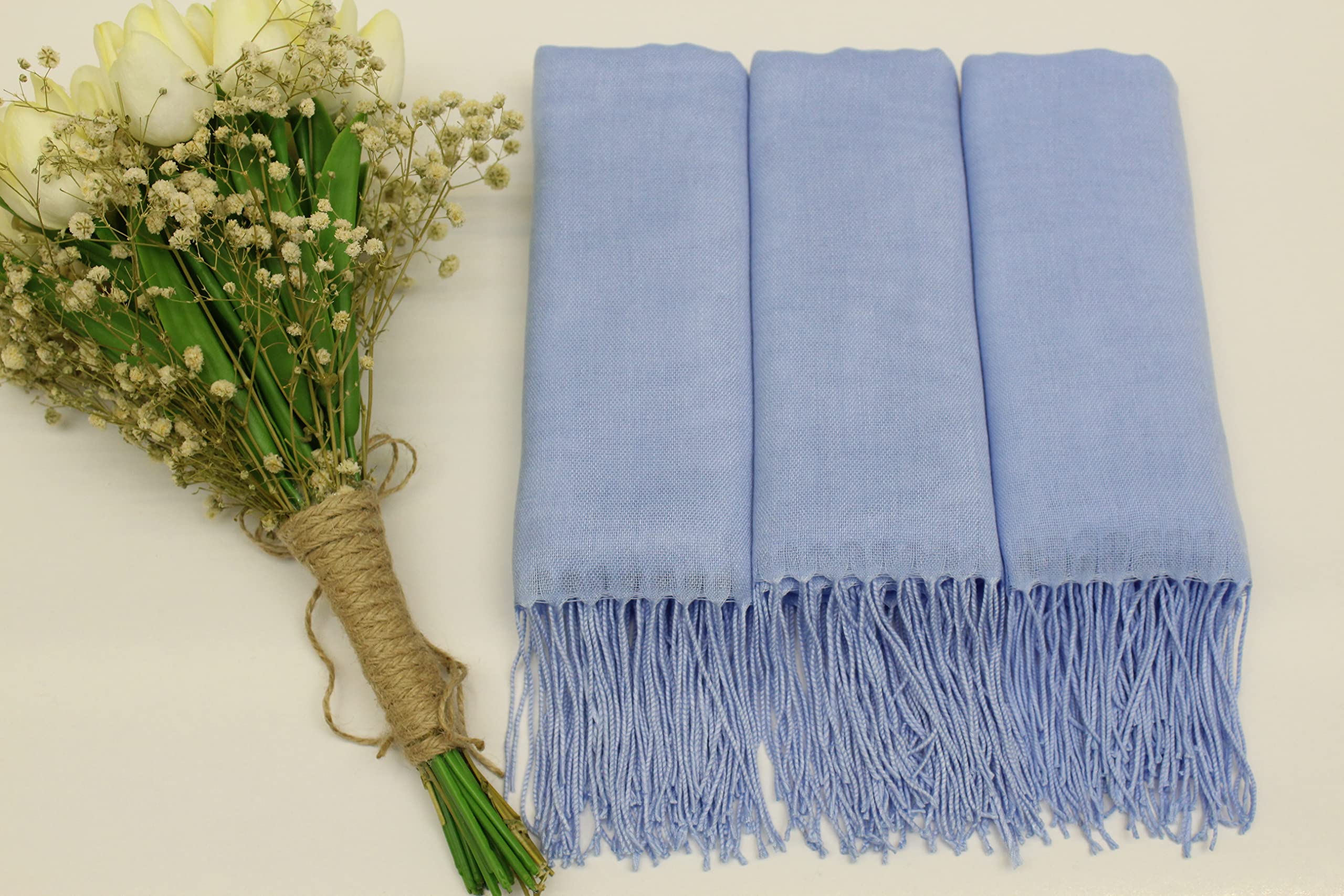 Luxury Women's Pashmina Scarf & Shawl Wrap - Elegant Wedding Favors, Bridesmaid Gifts, Guest Favors for Weddings & Parties (Baby Blue) - Perfect for Bridal Showers, Formal Events & Winter Accessories