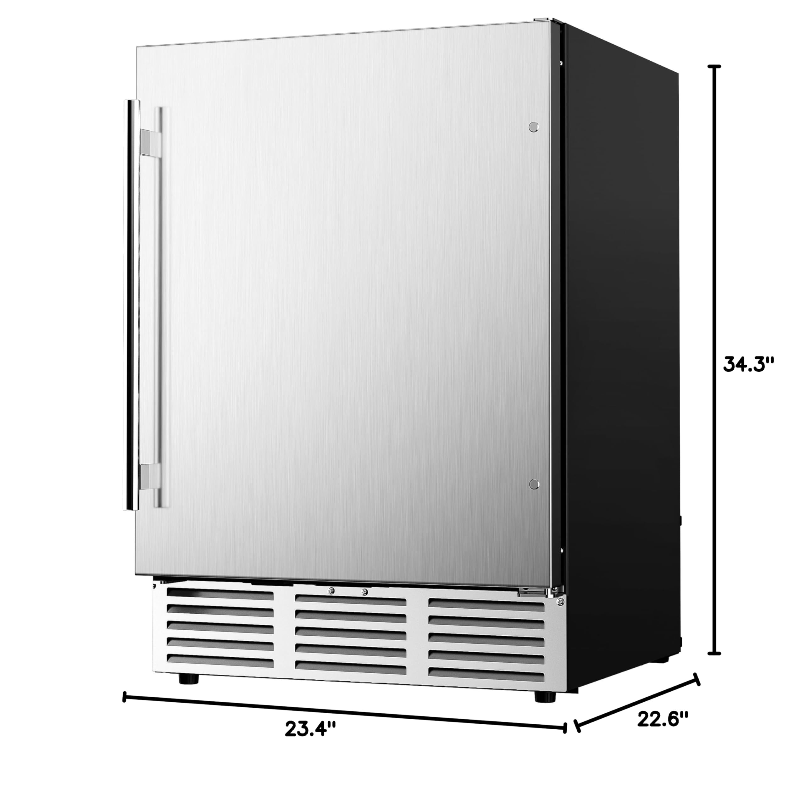 24 Inch Undercounter Beverage Refrigerator - 180 Can Capacity Stainless Steel Mini Fridge for Soda, Beer & Wine - Perfect for Home, Kitchen, Patio & Outdoor Entertaining