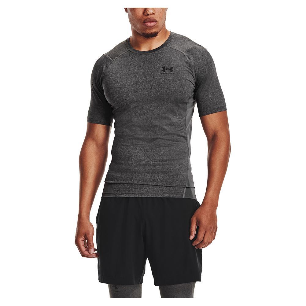 Men's HeatGear Armour Short Sleeve Workout Shirt - Moisture Wicking & Breathable Athletic Top for Running, Gym & Outdoor Sports