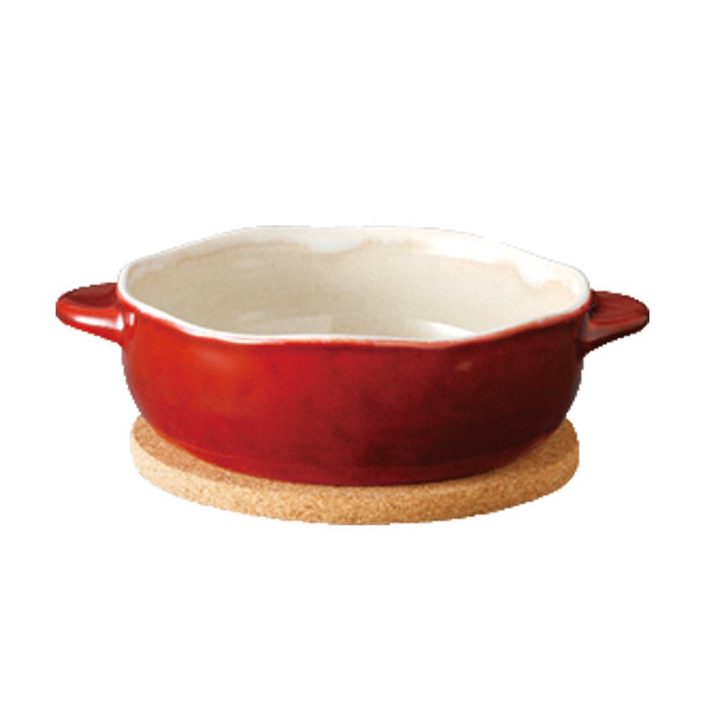 KINTO 34321 Red Round Au Gratin Dish - Oven, Microwave & Dishwasher Safe - Perfect for Baking, Serving & Gifting - Ideal for Casseroles, Gratins & Dinner Parties