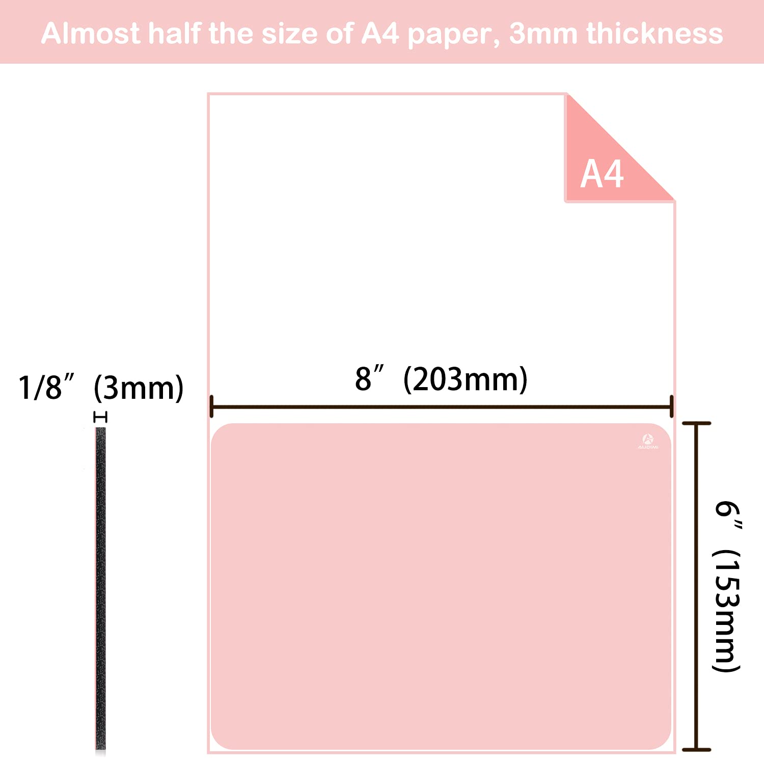 Audimi Mini Mouse Pad - Small, Thick & Washable Non-Slip Desk Mat for Laptop, Wireless Mouse - Perfect for Home Office, Gaming & Travel (Pink)
