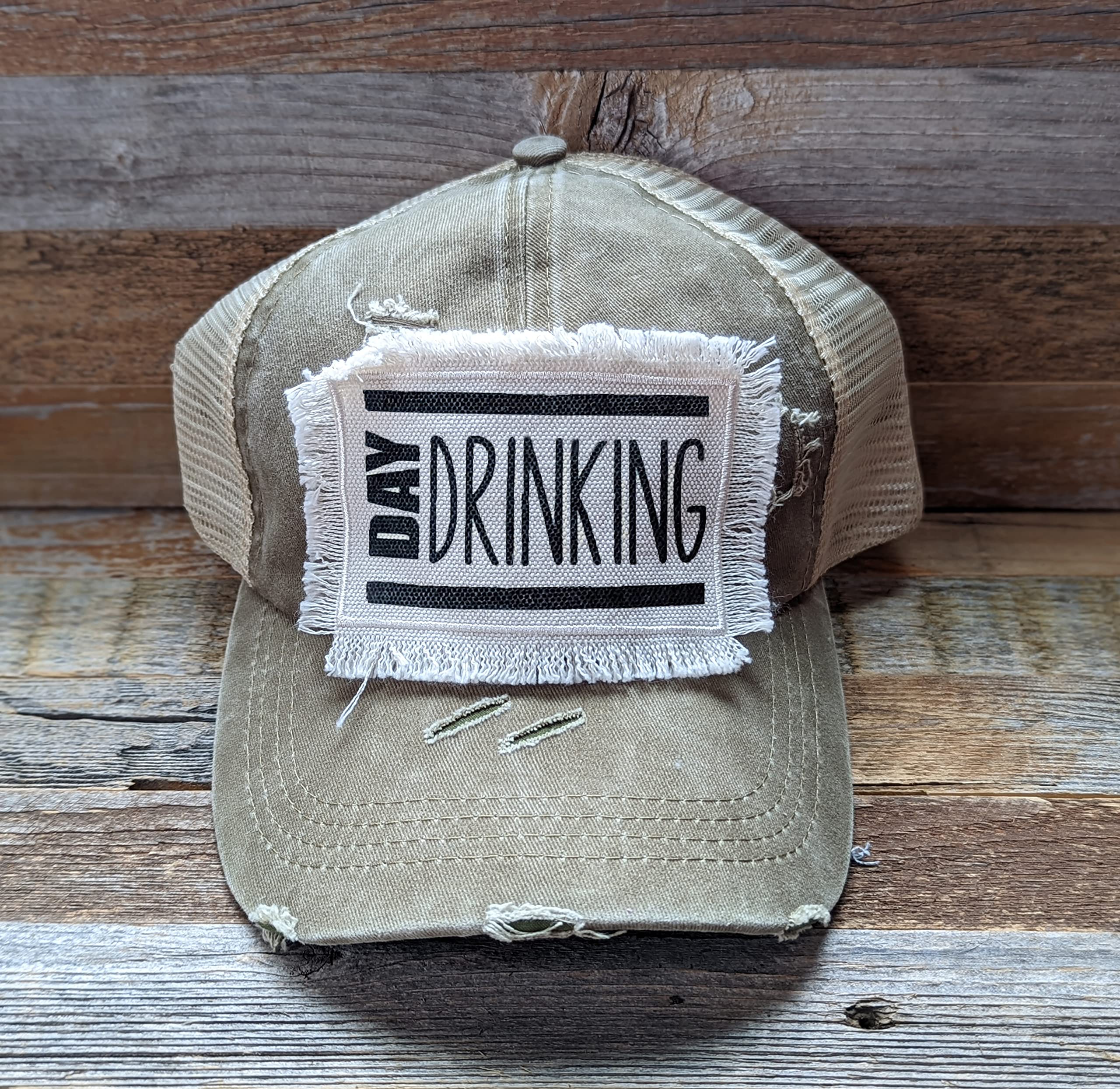 Funny Day Drinking Hat - Distressed Criss Cross Ponytail Baseball Cap for Vacation & Bachelorette Parties - Perfect Gift for Women (Gray) | Great for Beach, Pool, Festivals & Girls' Night Out