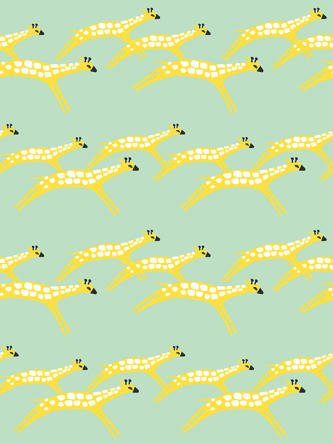 Galloping Giraffes Wallpaper by Tea Collection - Aventurine Green Kids Room Decor | Nursery, Playroom & Bedroom Wall Covering