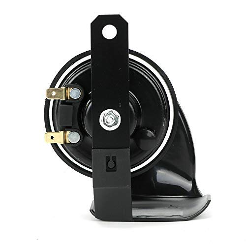 MASO 12V Dual Horn Siren Speaker - Waterproof Motorcycle Snail Air Horn for Motorbike, Auto, Car & Scooter (Black) - Loud Safety Alarm for Emergency, Traffic Warning & Vehicle Protection