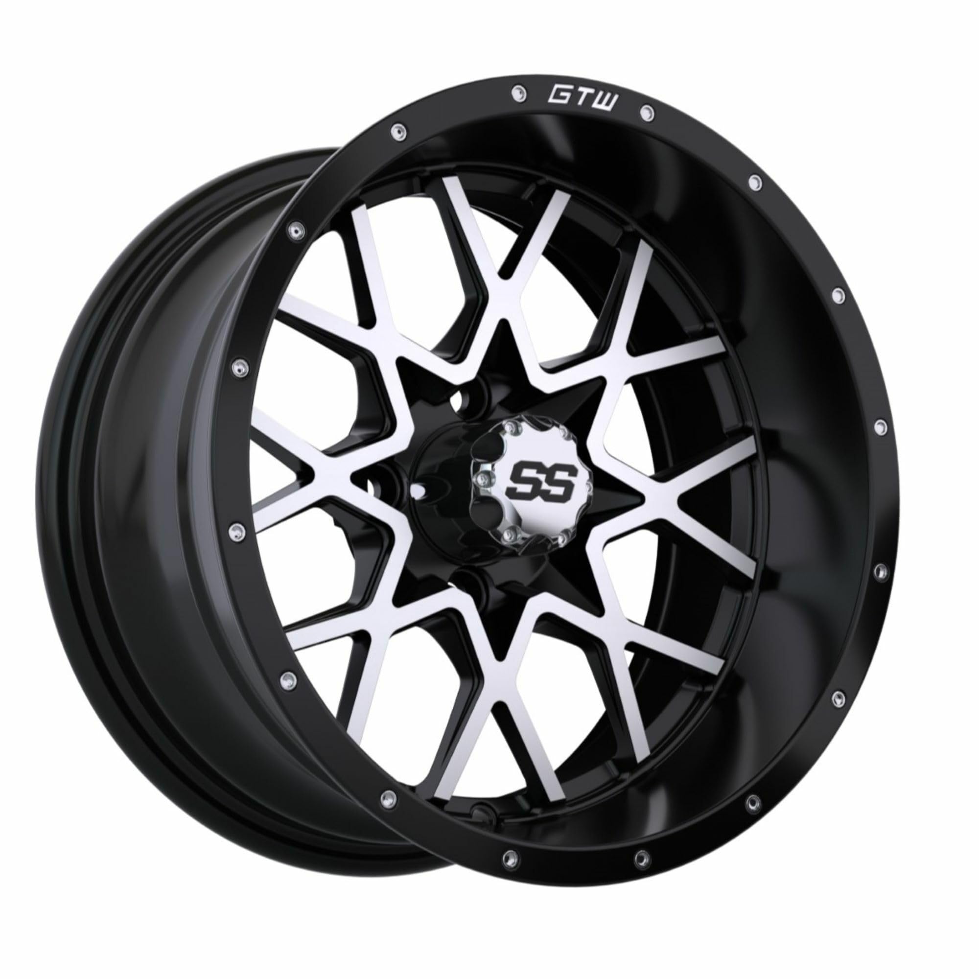 Vortex Aluminum Golf Cart Wheels - Set of 4 | 3:4 Offset | Lightweight & Durable for Golf Carts, UTVs & Utility Vehicles | Perfect for Golf Courses, Camping & Outdoor Adventures
