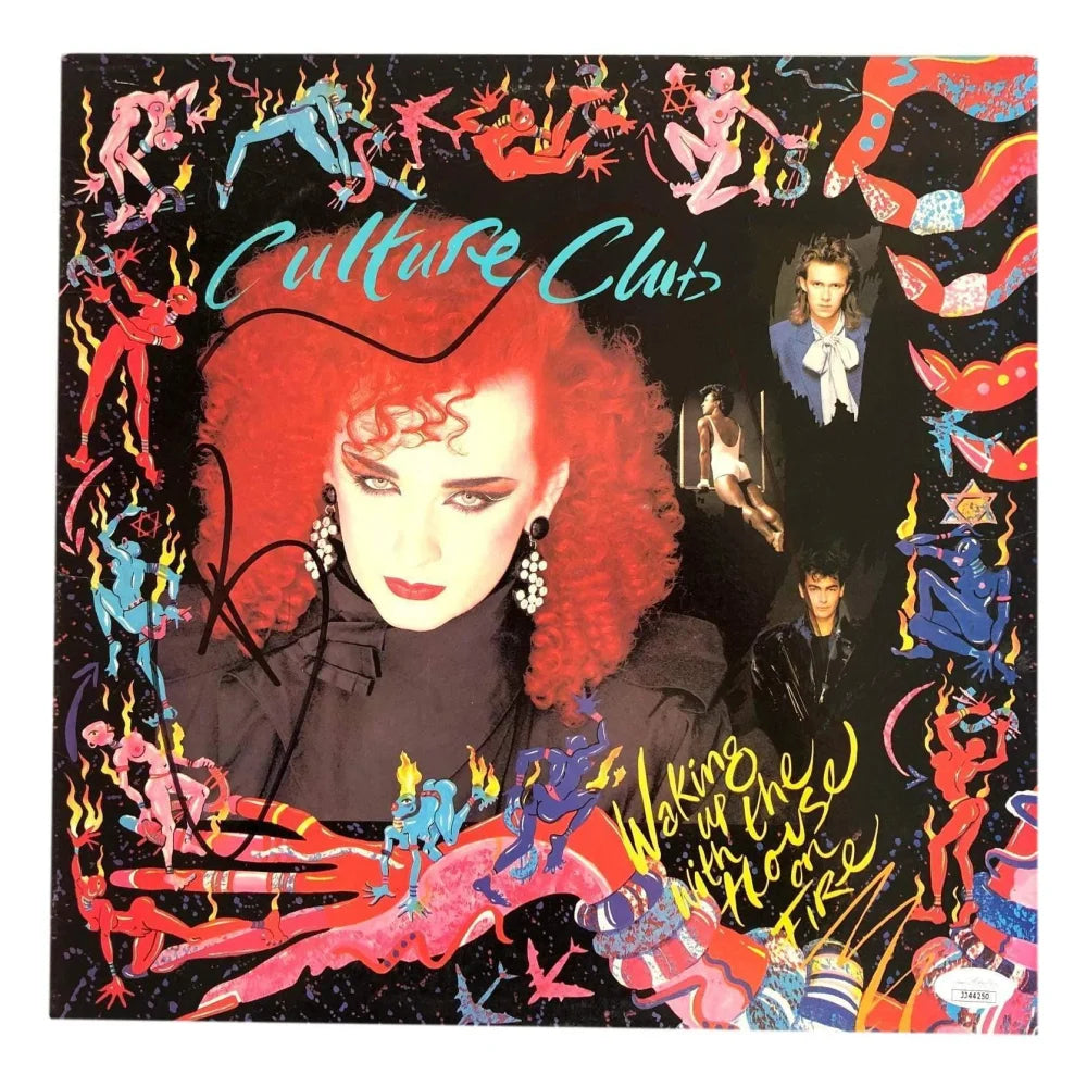 Culture Club Boy George Hand Signed LP Album 'Waking Up with the House on Fire' with JSA COA - Rare Collectible Vinyl Record for Music Fans & Memorabilia Collectors