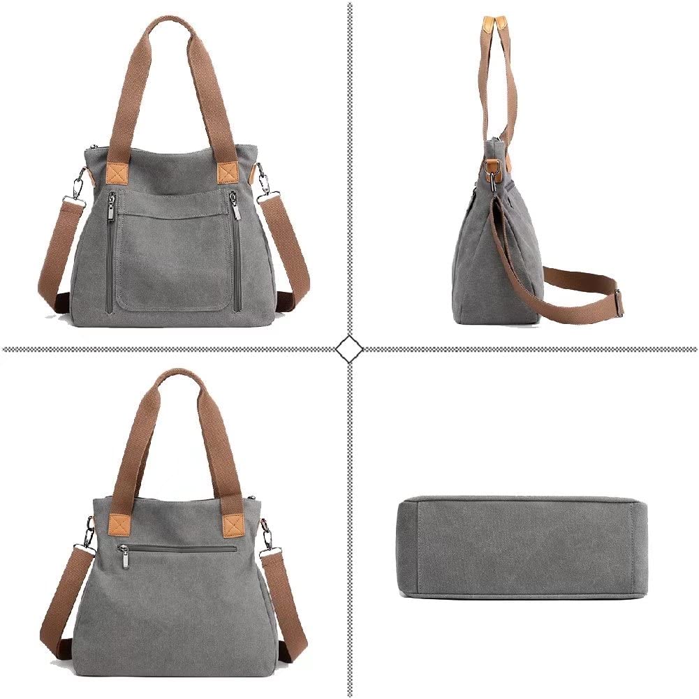 Stylish Canvas Tote Bag for Women - Large Shoulder Handbag with Crossbody Strap, Casual Hobo Purse & Top Handle Shopper - Perfect for Work, Travel, Shopping & Daily Use