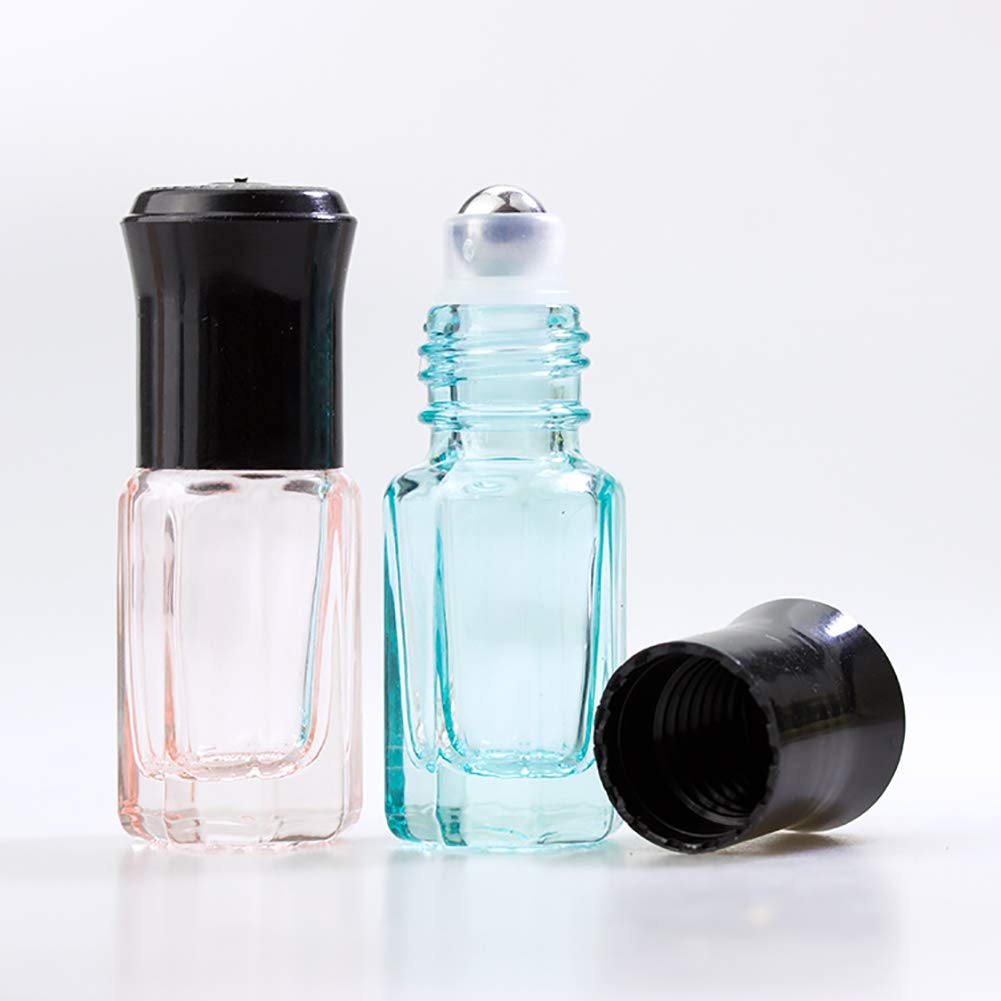 GSHLLO 10-Pack 3ml Refillable Glass Roller Bottles - Colorful Essential Oil Roll-On Bottles with Dropper for Aromatherapy, Perfume & DIY Skincare
