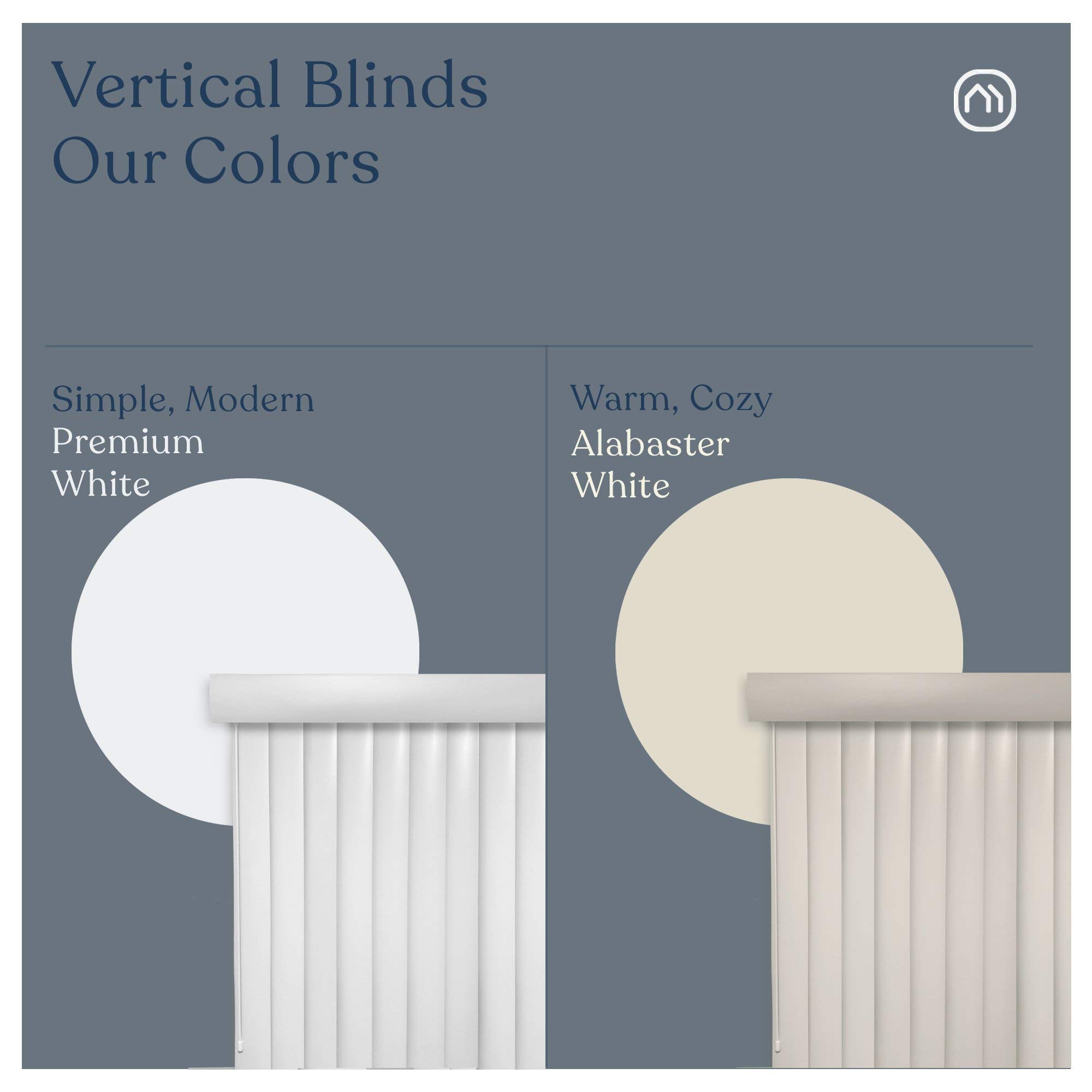 Premium White Mood Vertical Blinds for Sliding Doors, Patio Doors & French Doors - 47 x 36 Inch Window Coverings for Home & Office - Perfect for Living Rooms, Bedrooms and Sunrooms